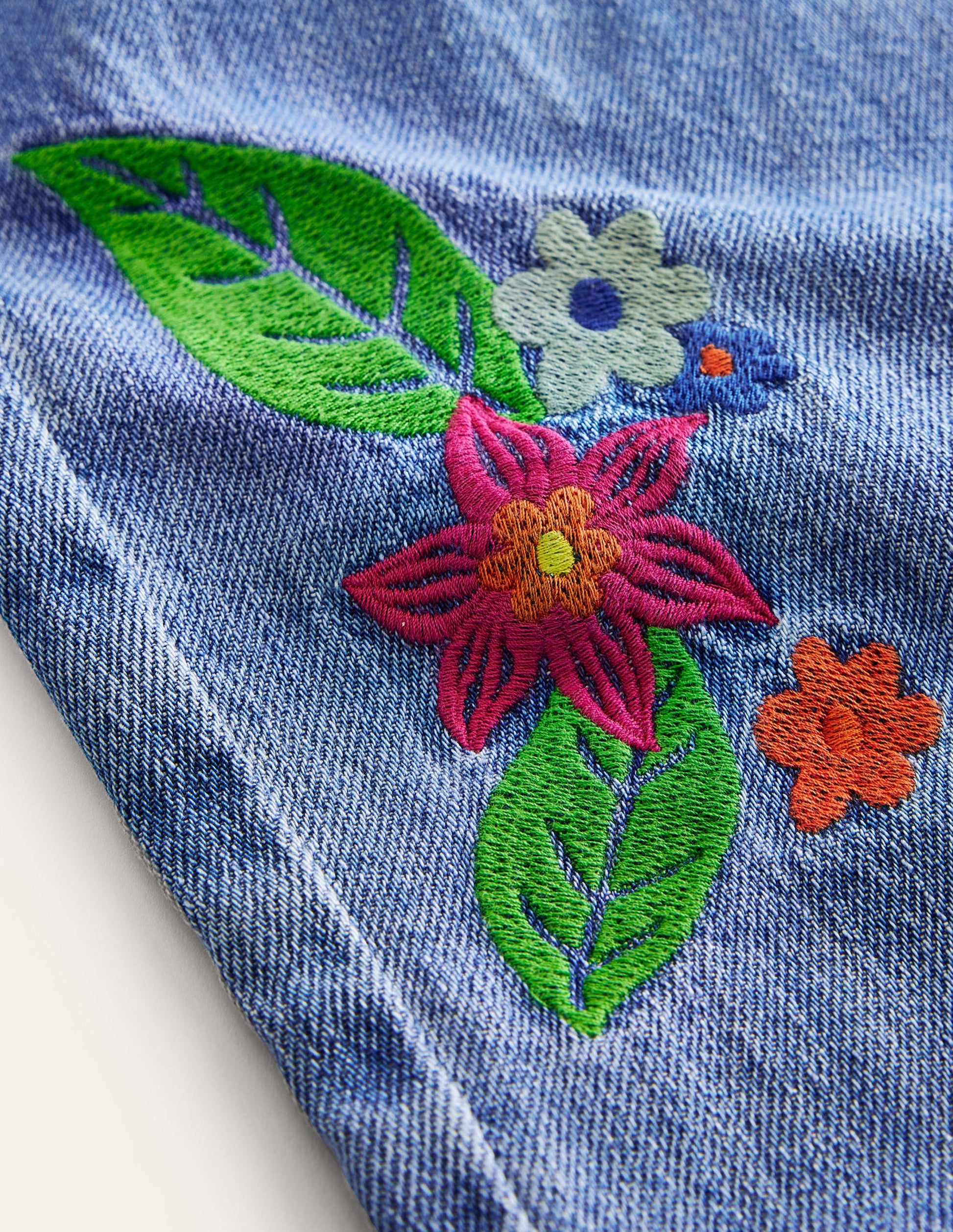 Embroidered Barrel Leg Jeans-Light Wash Embroidered Denim-3