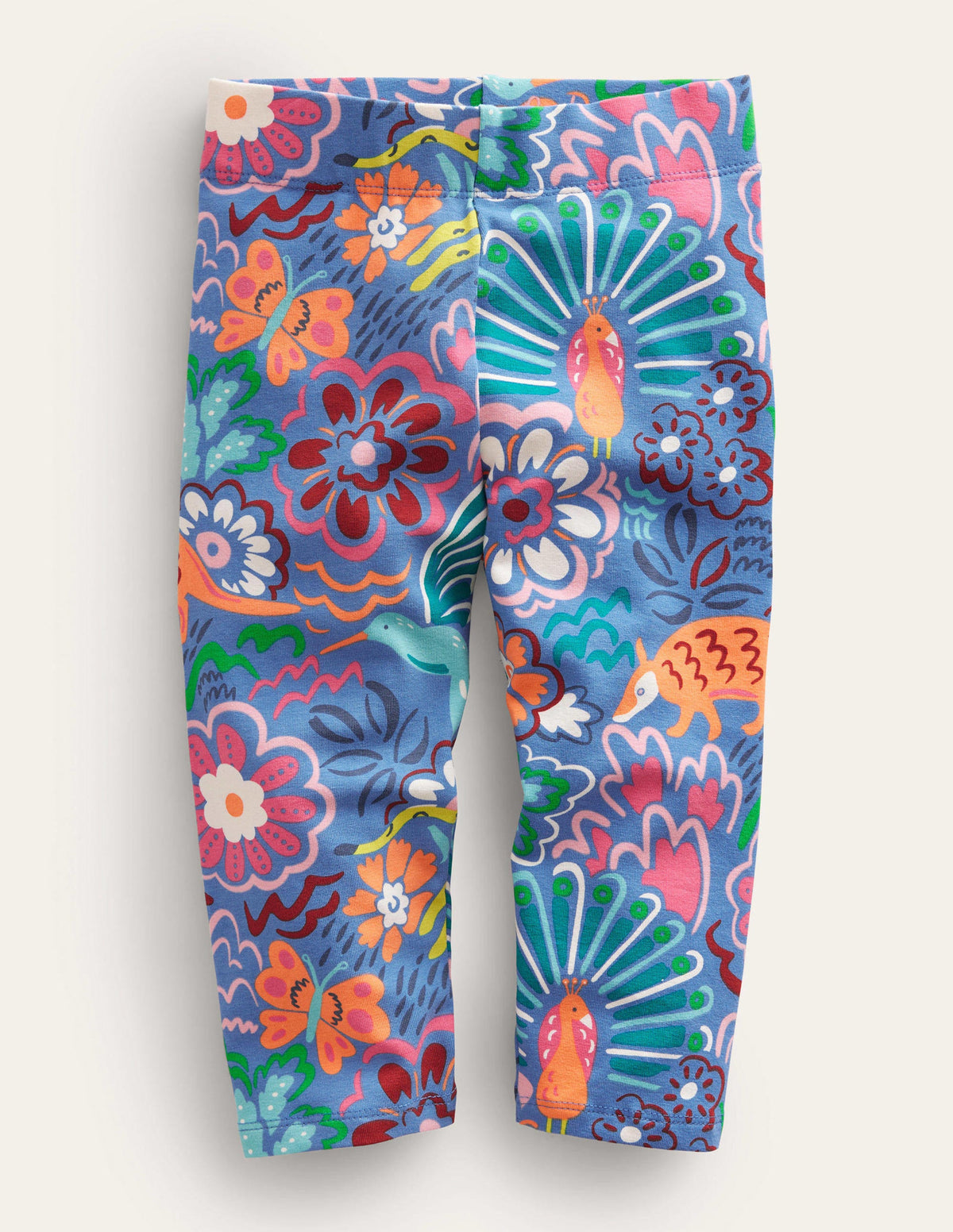 Fun Cropped Leggings-Elizabethan Blue Floral - Image 1