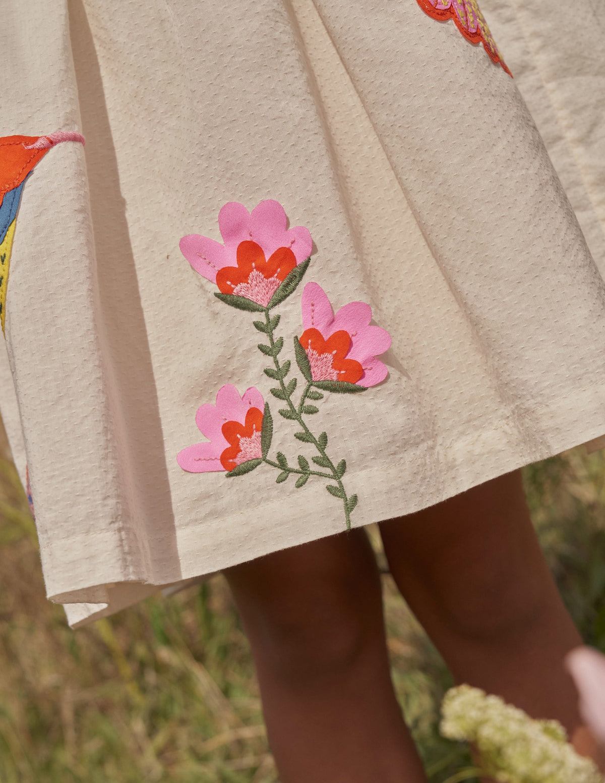 Flutter-Sleeve Appliqué Dress-Vanilla Pod-5