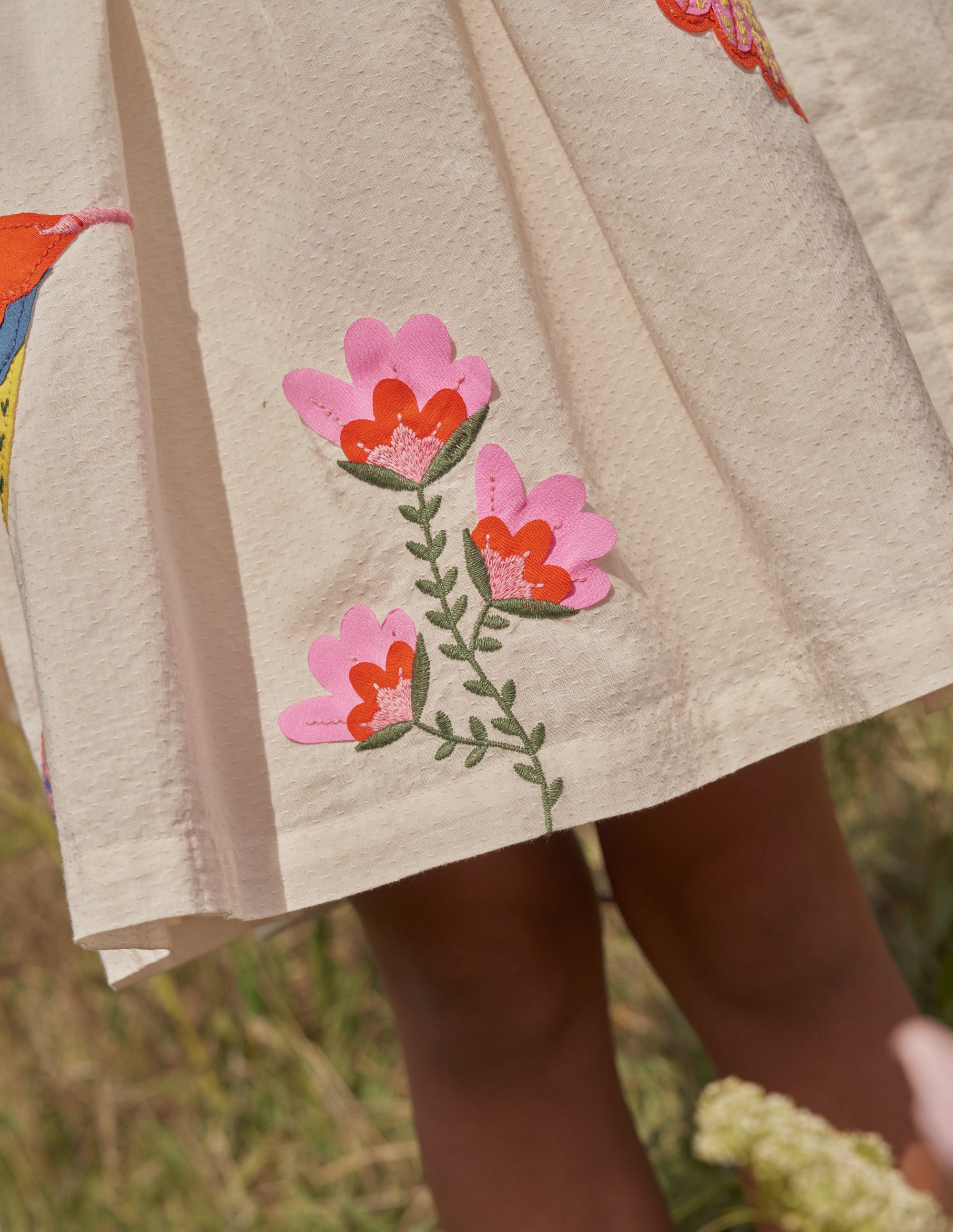 Flutter-Sleeve Appliqué Dress-Vanilla Pod - Image 5