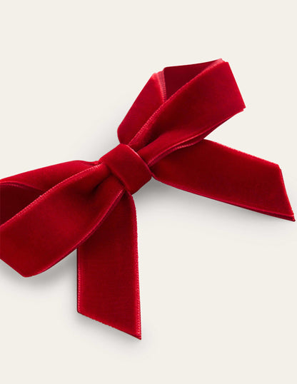 Velvet Bow Hair Clip-Brilliant Red