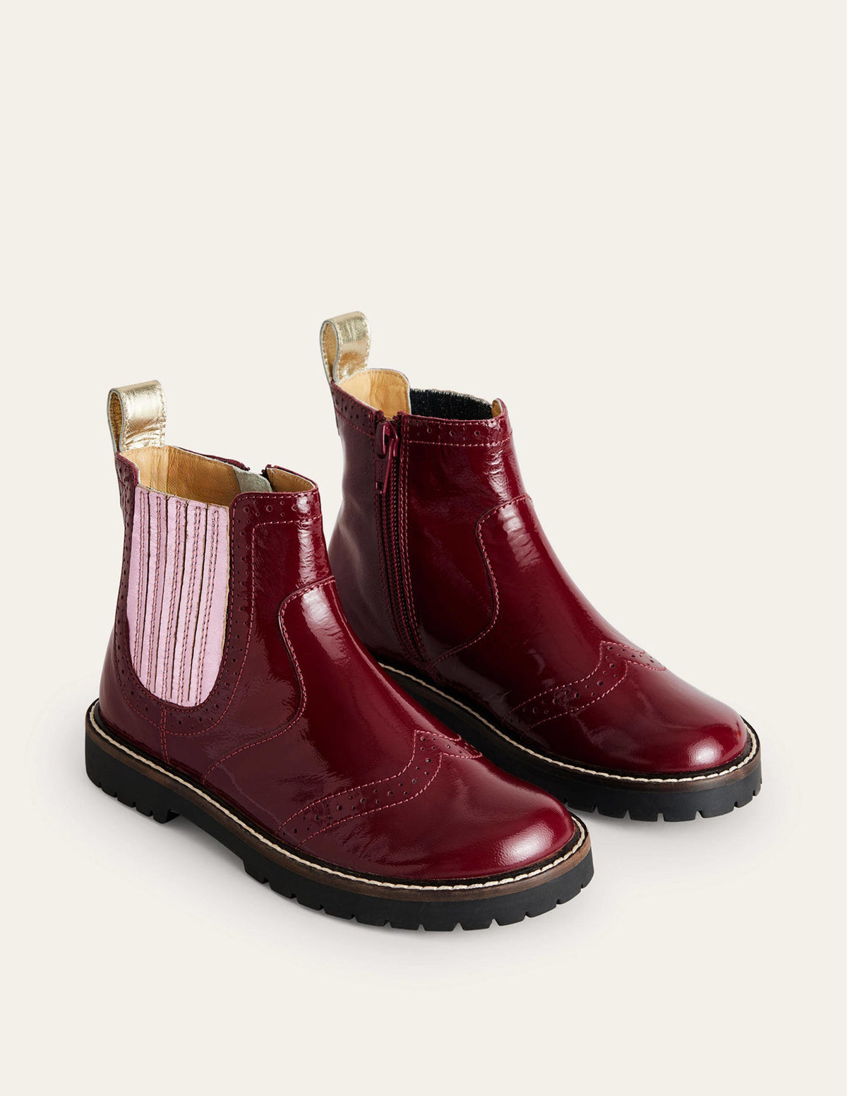 Leather Chelsea Boots-Burgundy Patent-2