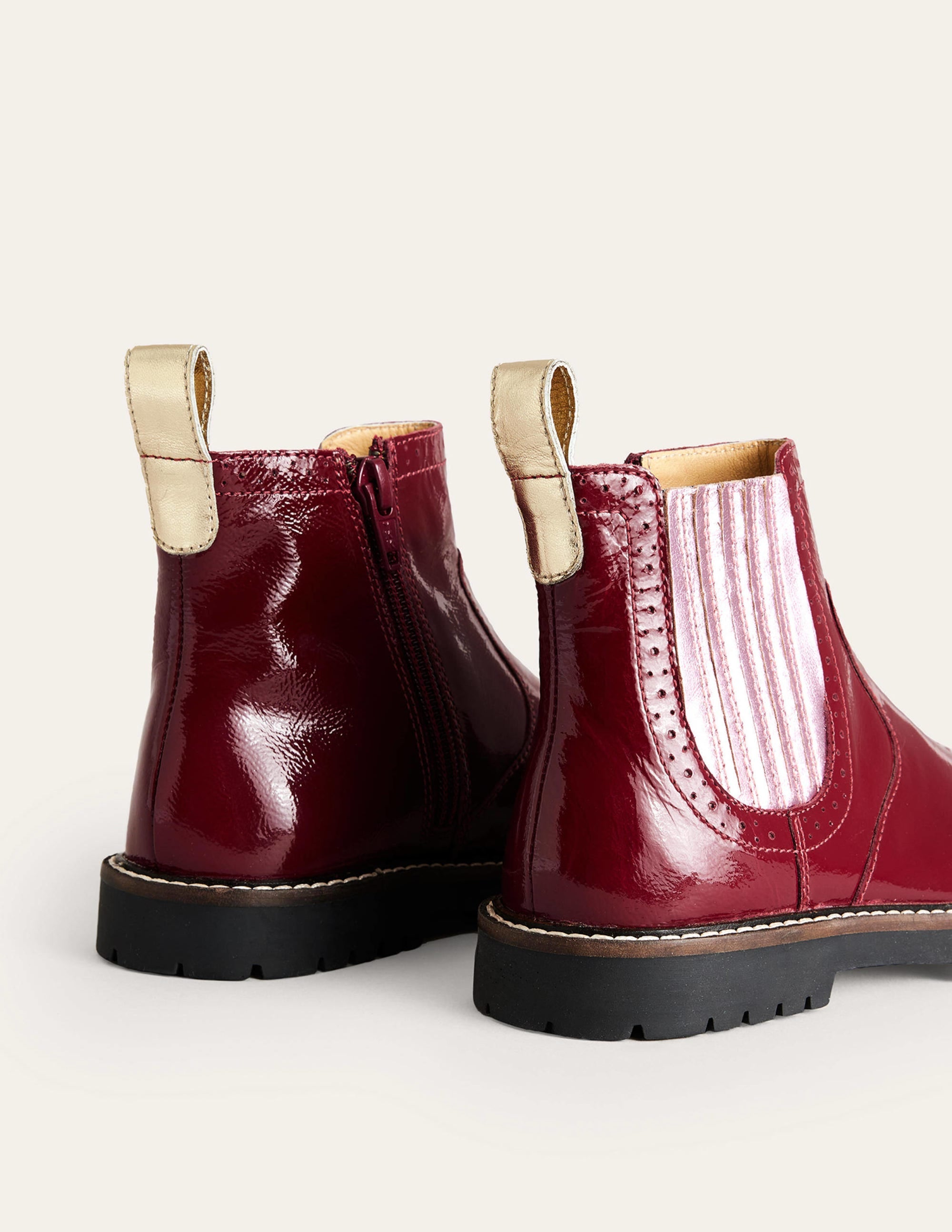 Leather Chelsea Boots-Burgundy Patent - Image 3