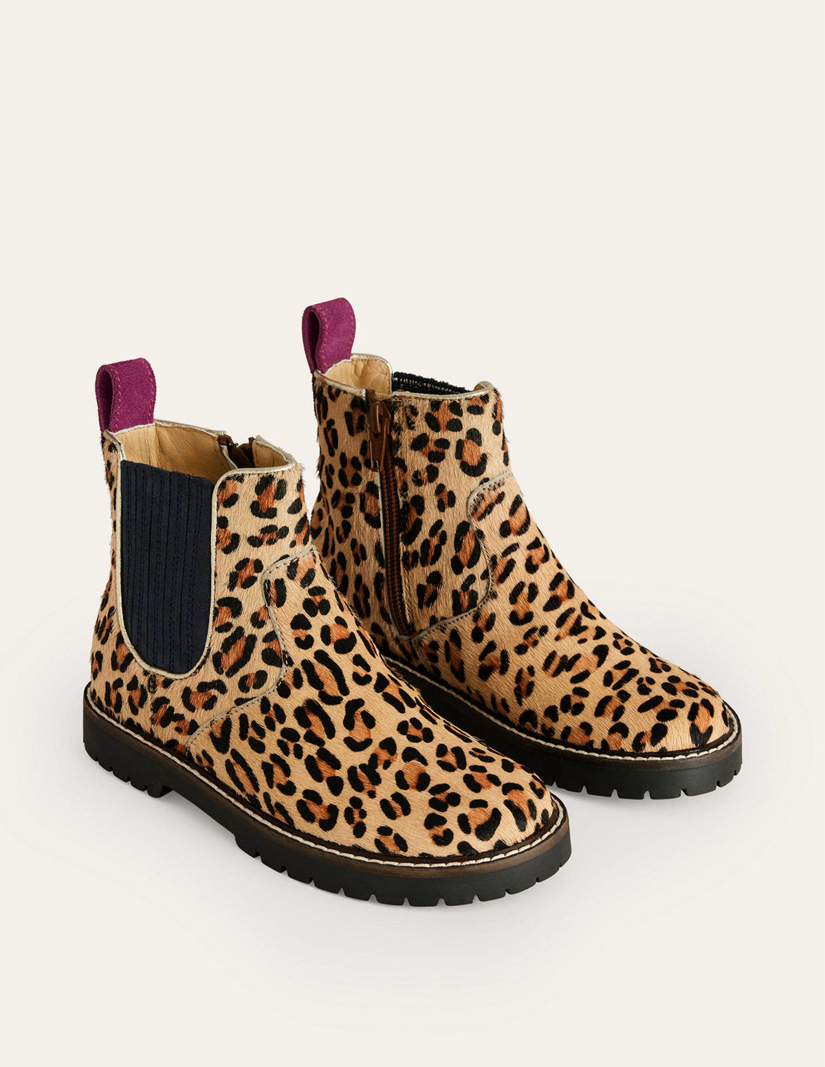 Leather Chelsea Boots-Leopard with Navy Trim-2