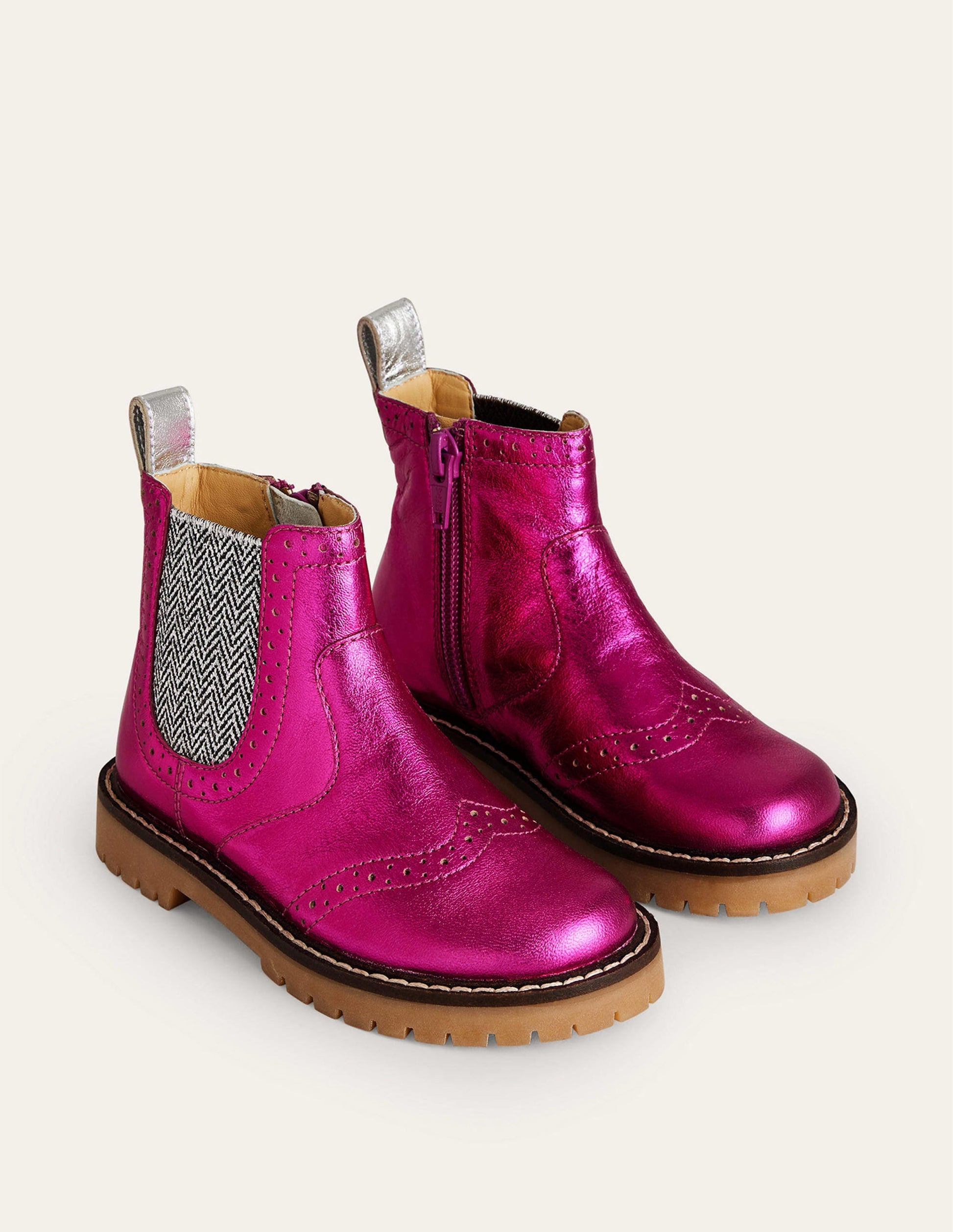 Leather Chelsea Boots-Bright Pink Metallic-2