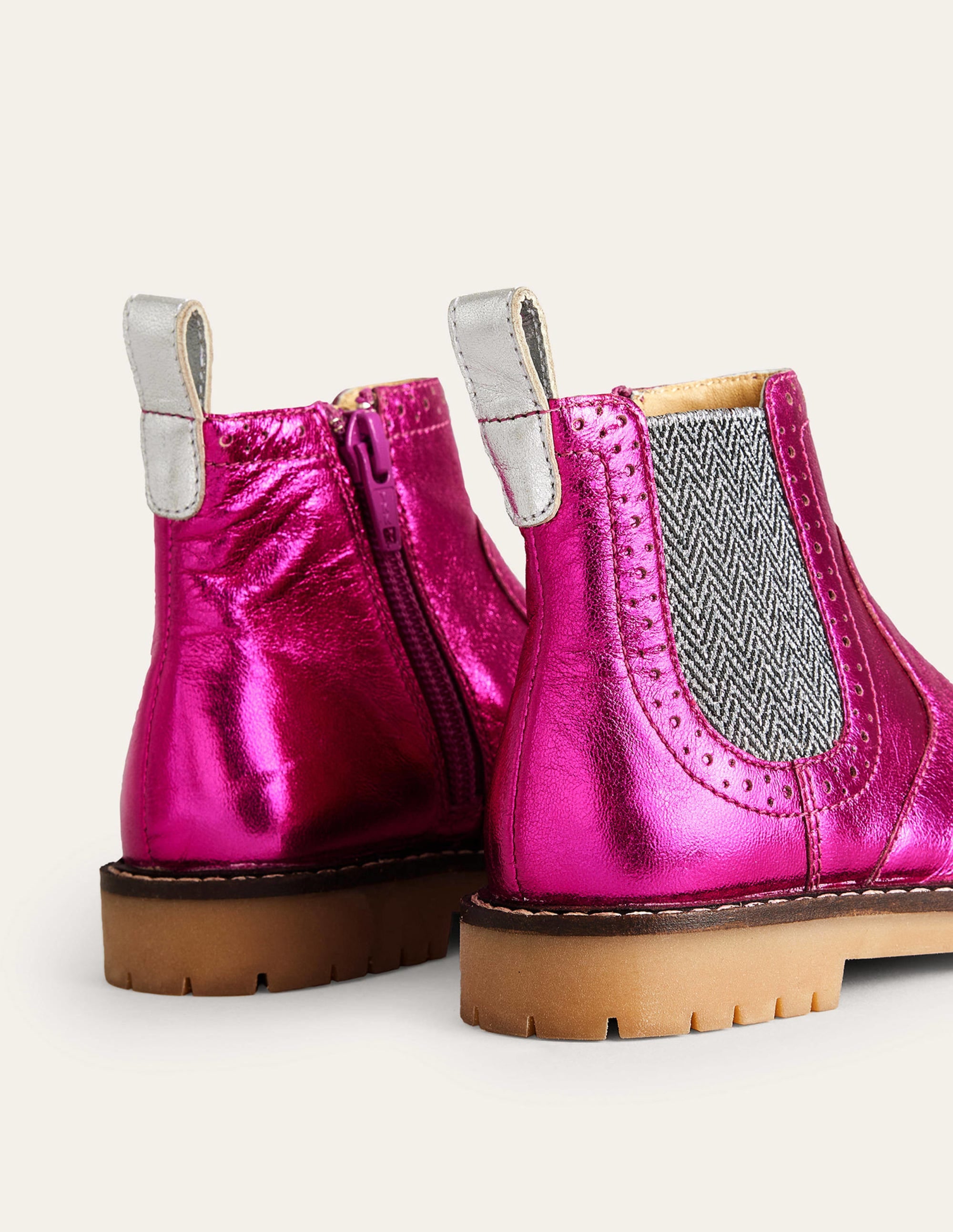 Leather Chelsea Boots-Bright Pink Metallic - Image 3