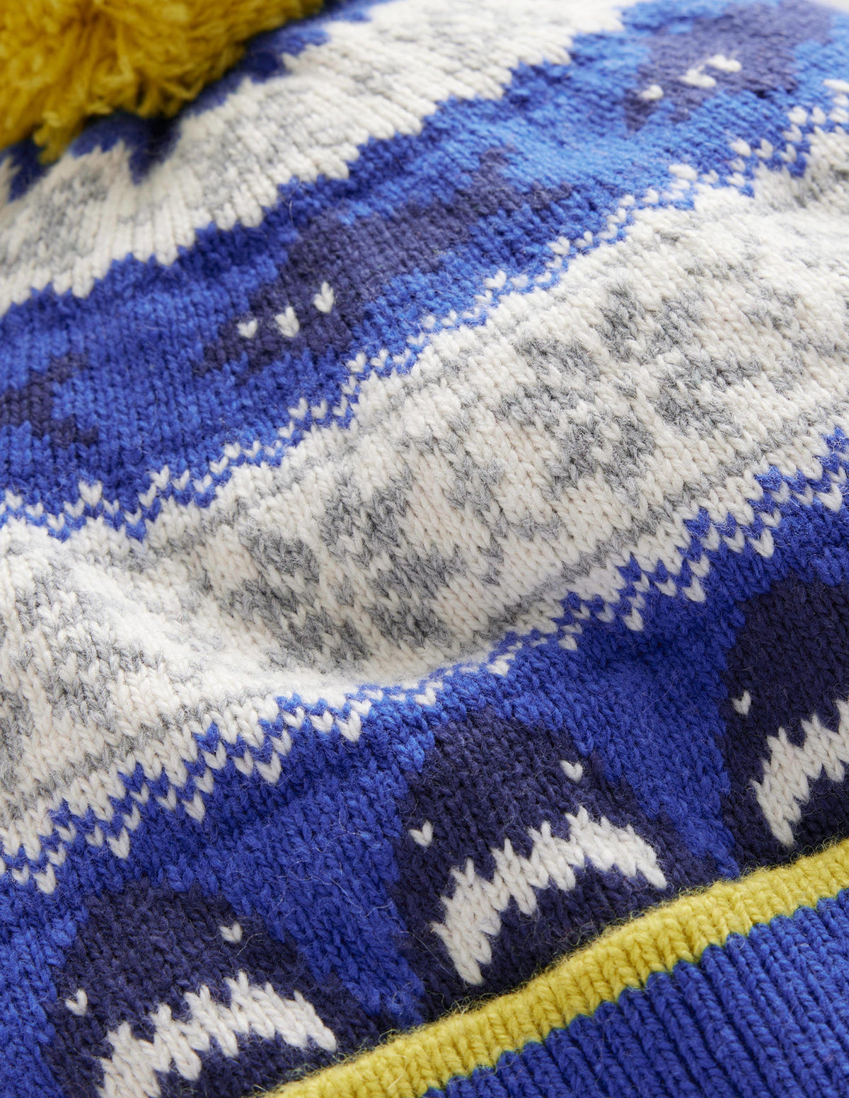 Fair Isle Knitted Beanie-Dark Cobalt Blue Sharks - Image 2
