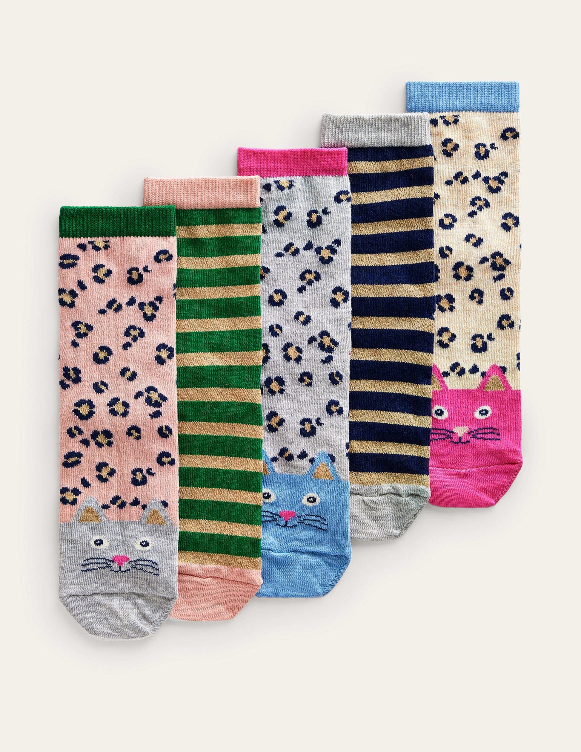 Socks 5 Pack-Leopard/Stripes-1