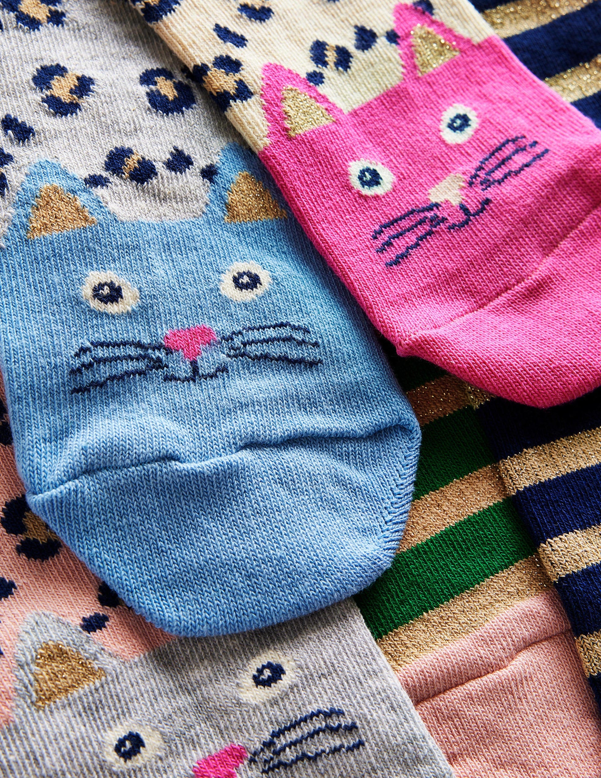 Socks 5 Pack-Leopard/Stripes-2