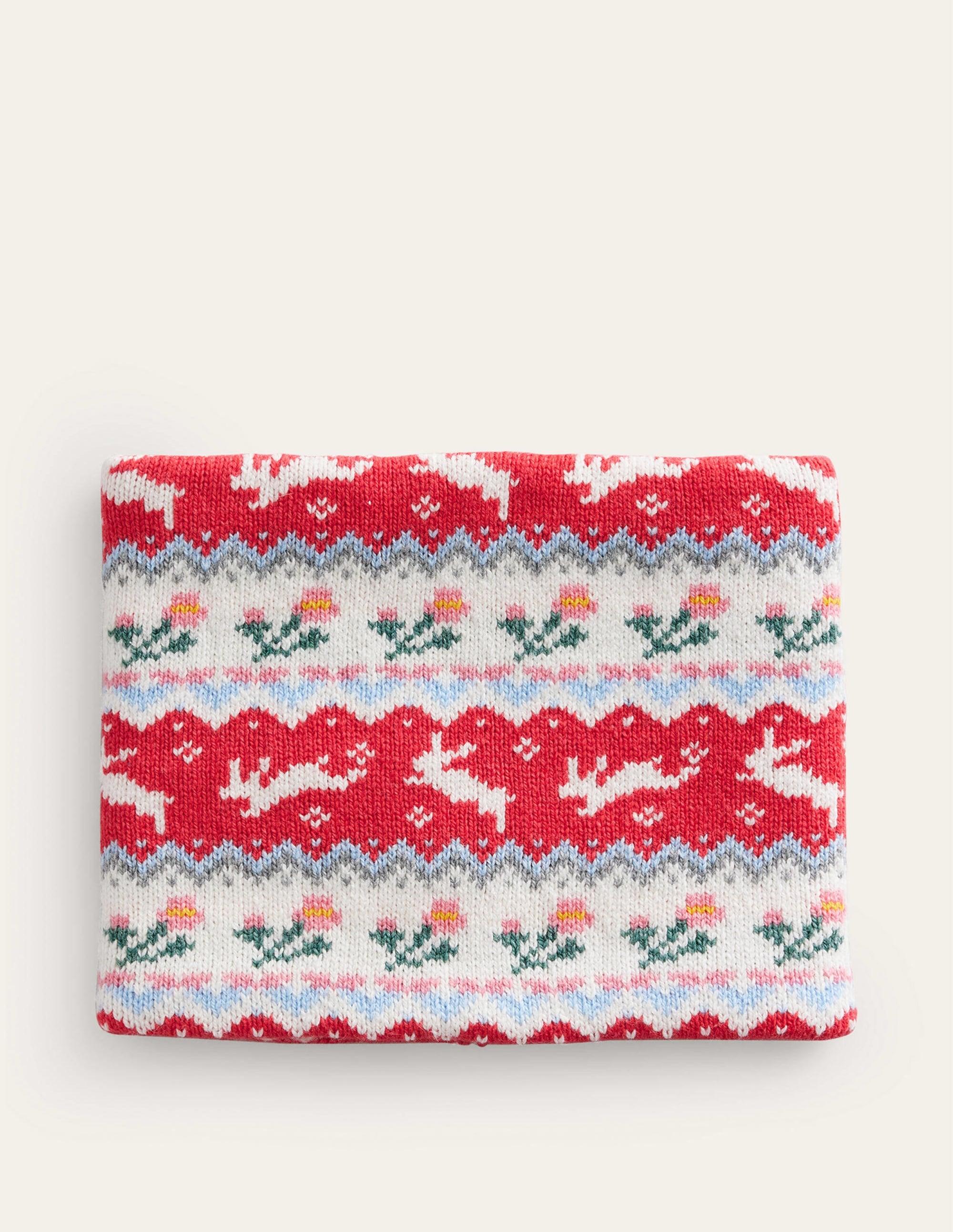 Fair Isle Knitted Snood-Rose Pink - Image 1