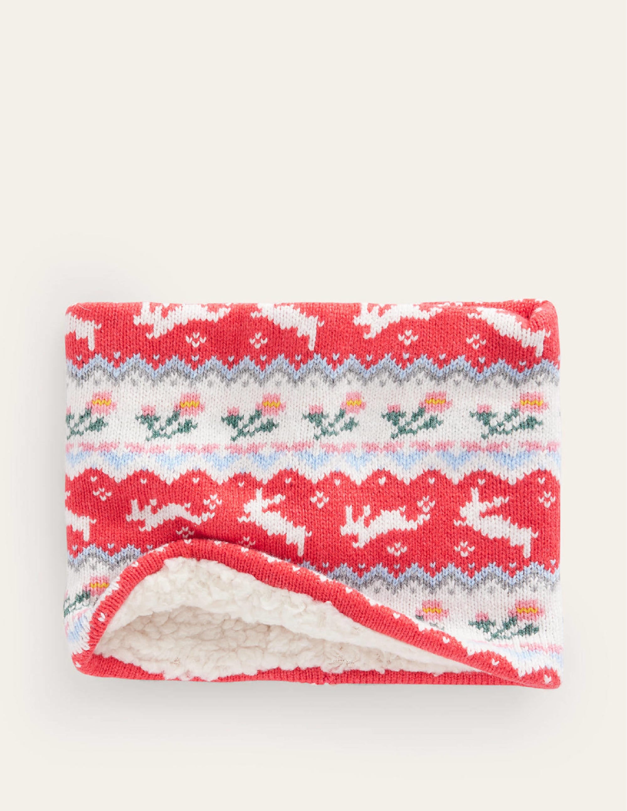 Fair Isle Knitted Snood-Rose Pink - Image 2