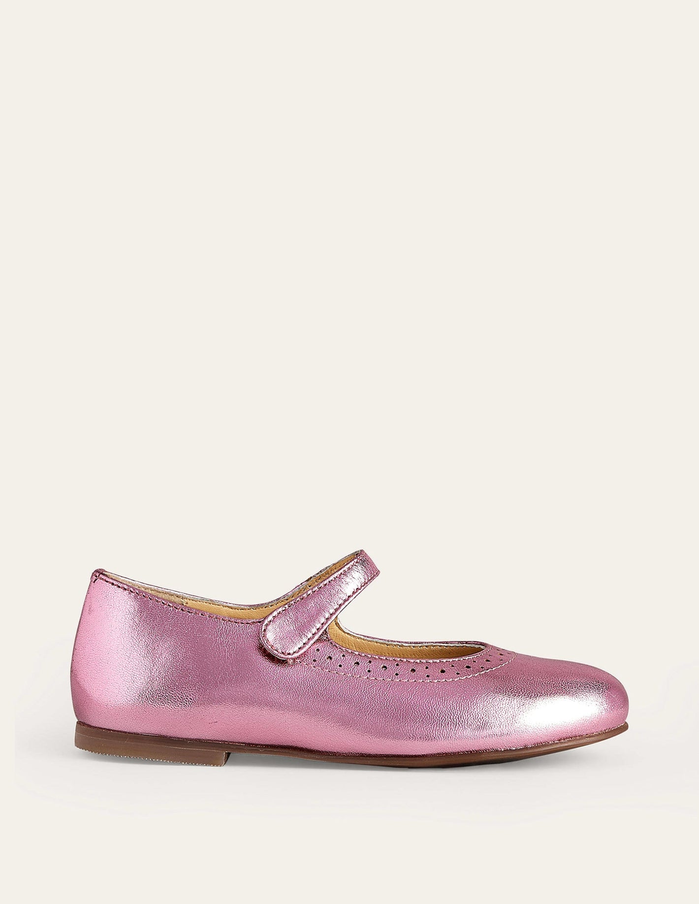 Leather Mary Janes-Metallic Pink