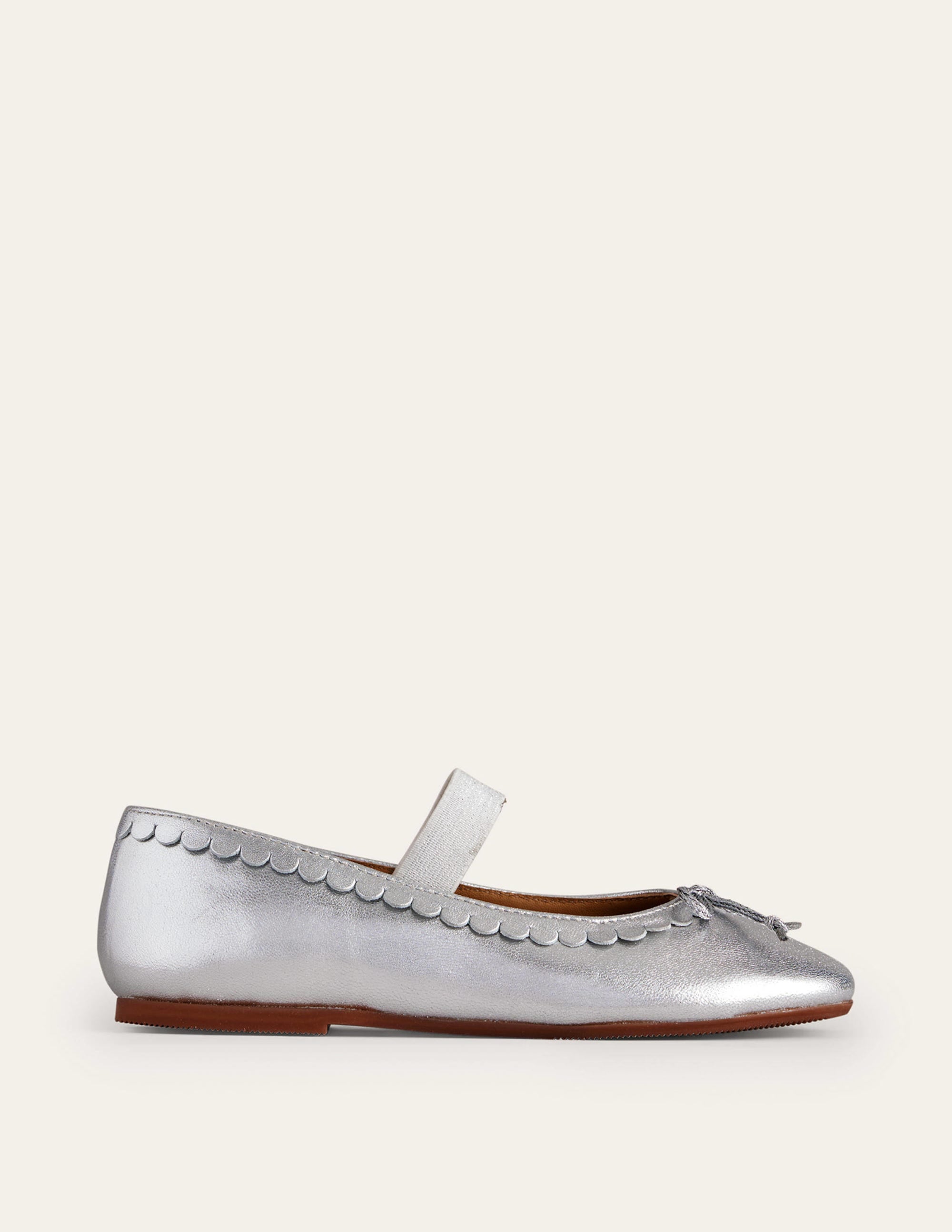 Leather Ballet Flats-Silver Metallic - Image 1