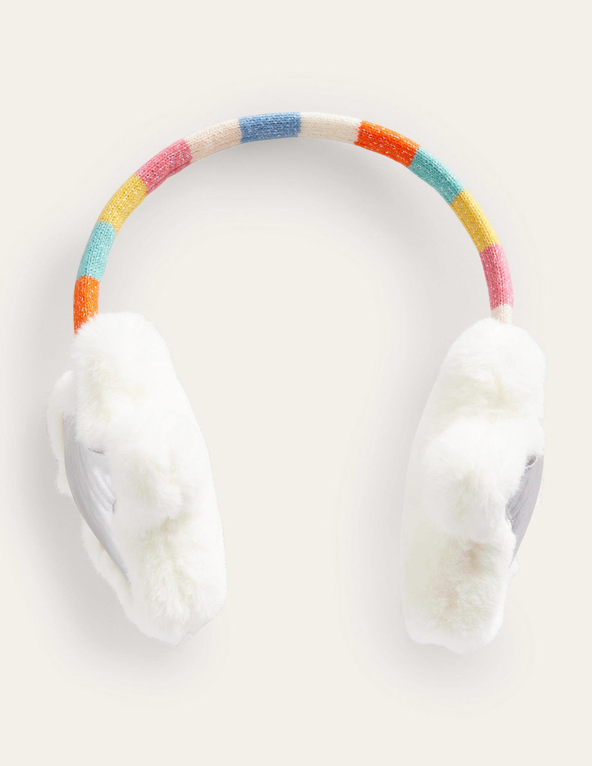 Novelty Ear Muffs-Silver Metallic Stars-1