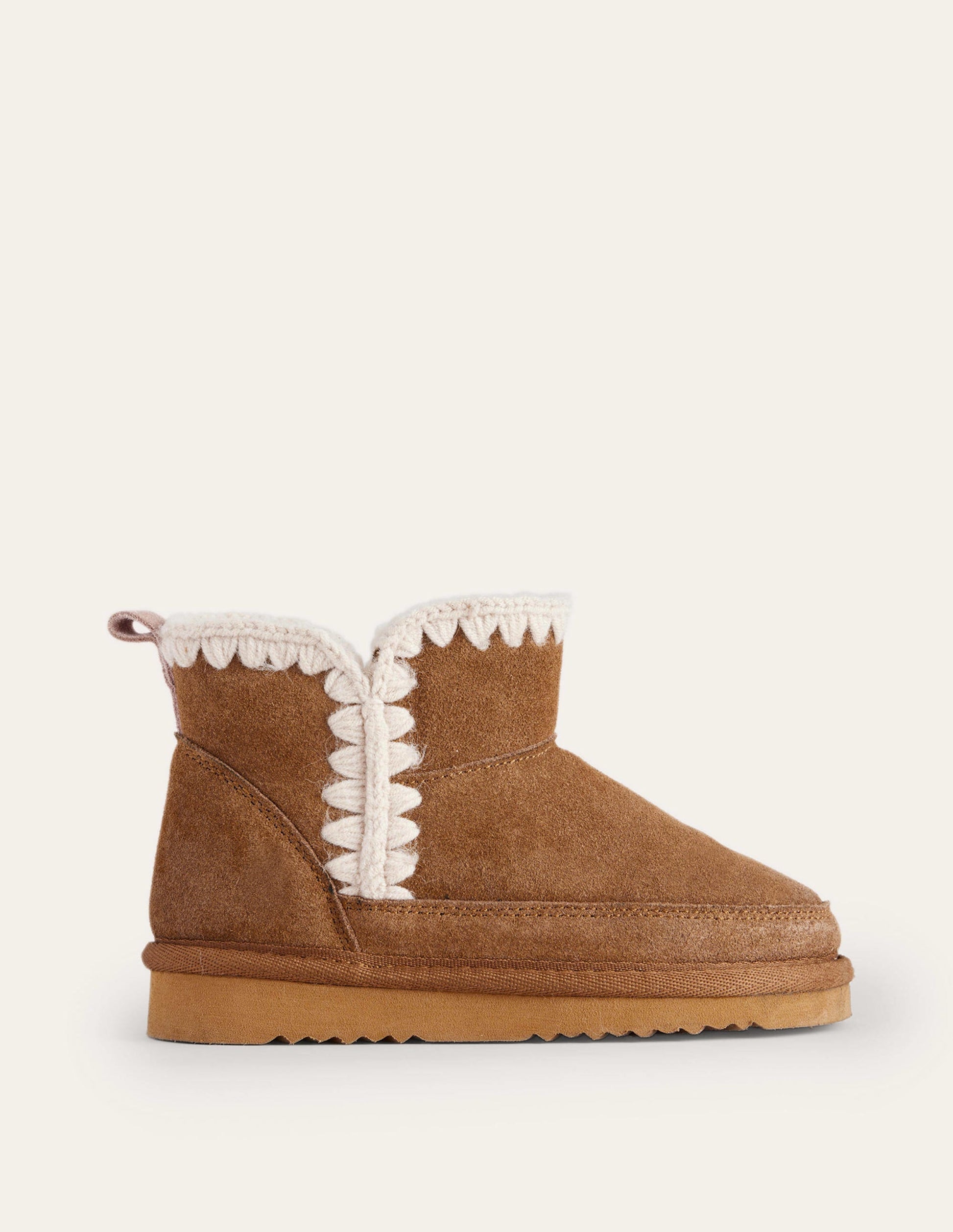 Embroidered Sheepskin Boots-Tan-1
