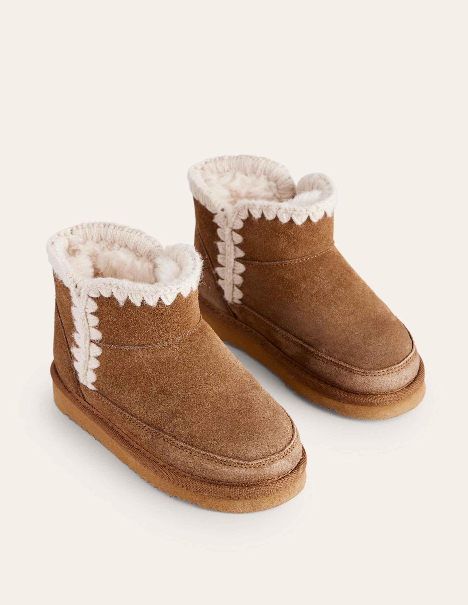 Embroidered Sheepskin Boots-Tan-2