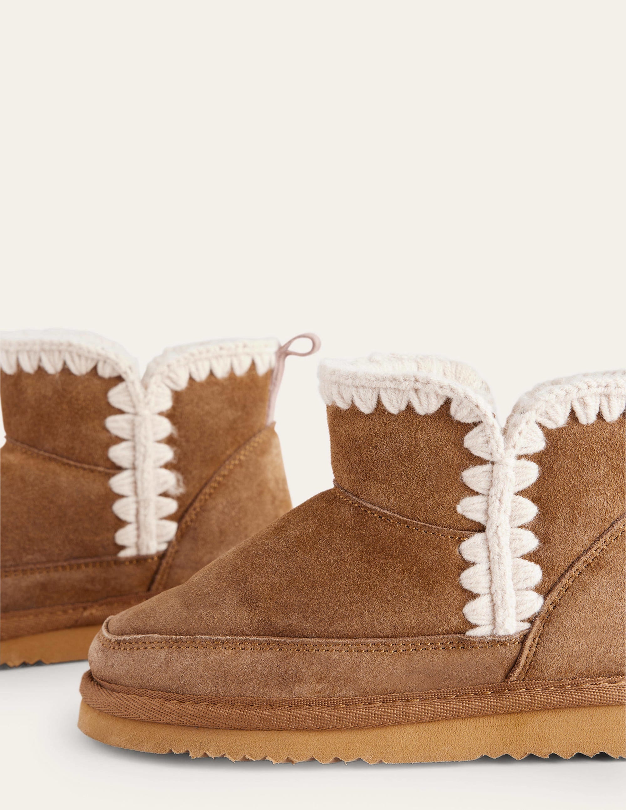 Embroidered Sheepskin Boots-Tan - Image 3