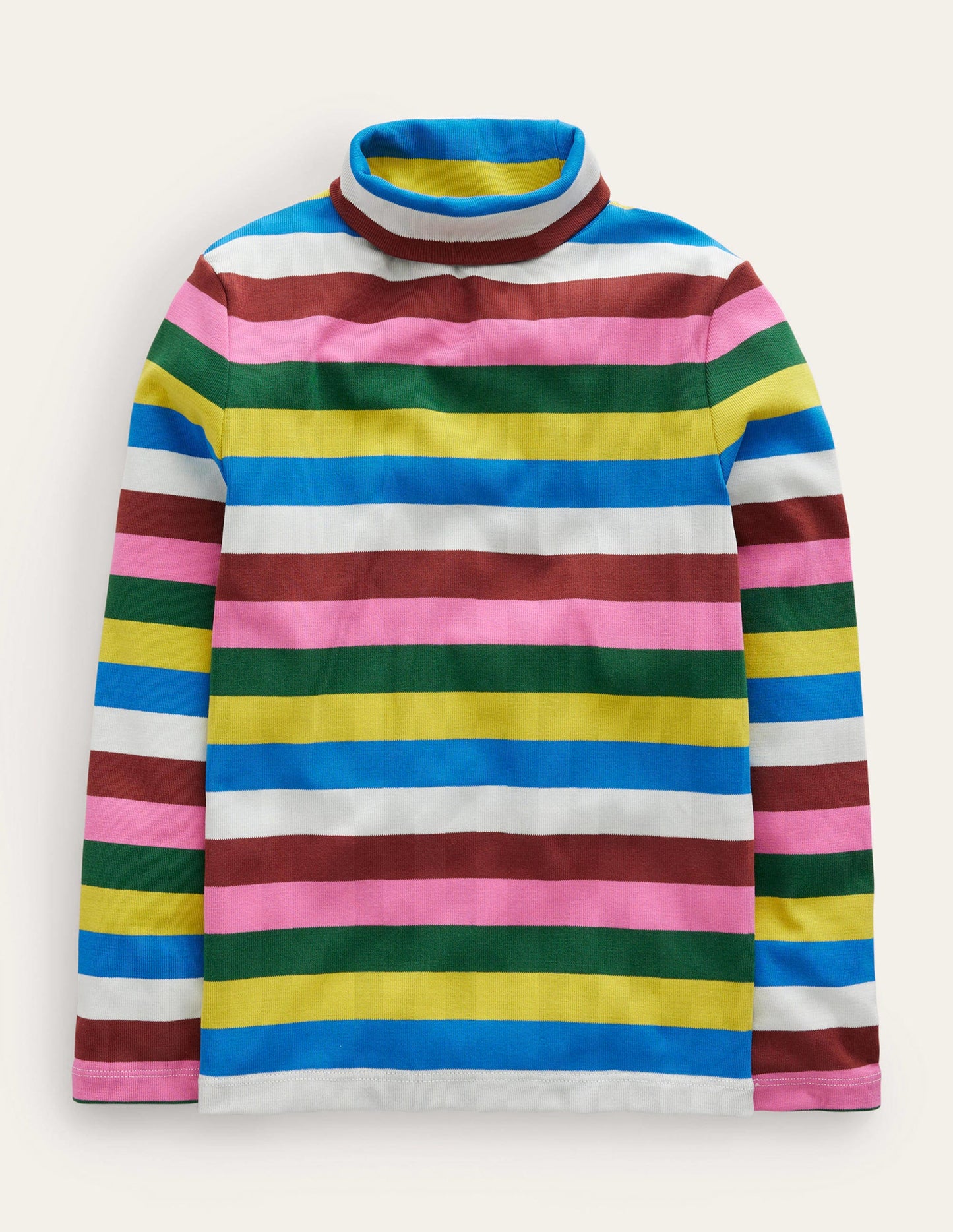 Super Soft Roll Neck Top-Multi Stripe