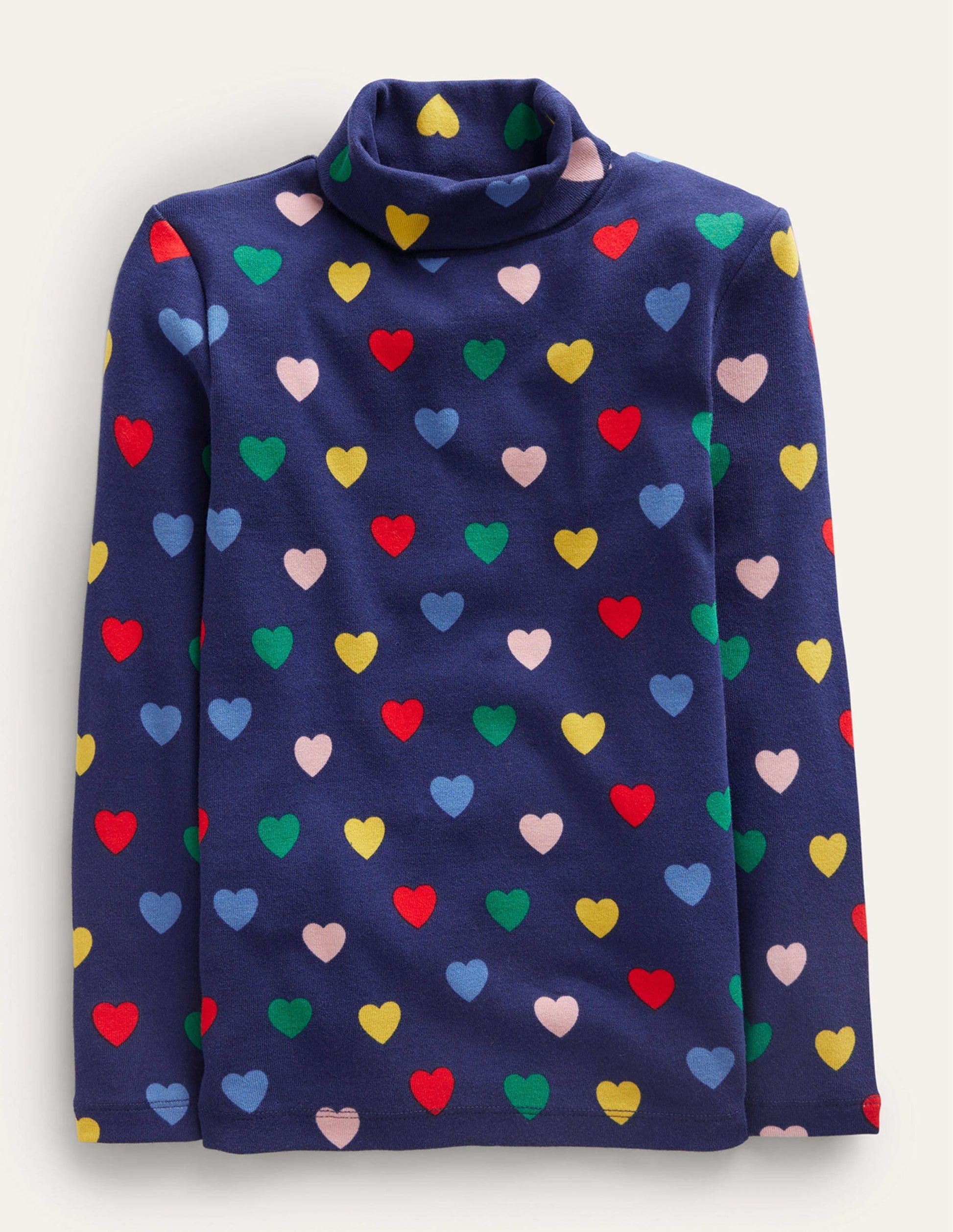 Super Soft Roll Neck Top-College Navy Hearts-1