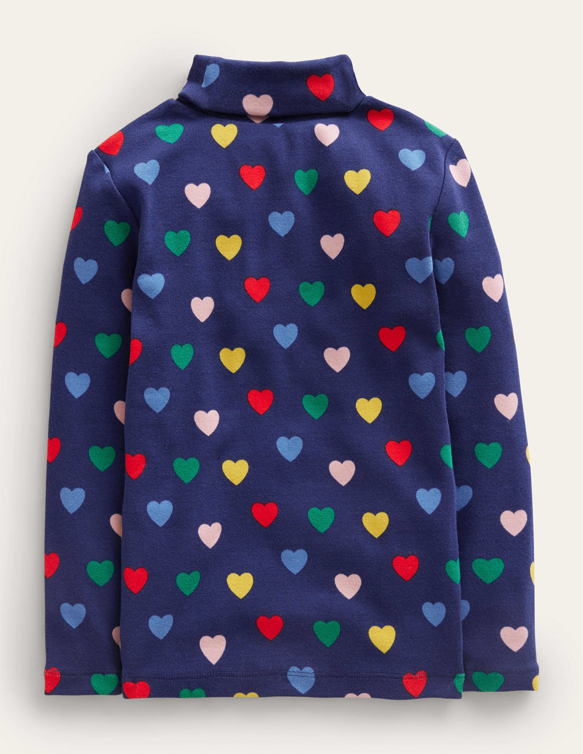 Super Soft Roll Neck Top-College Navy Hearts - Image 2