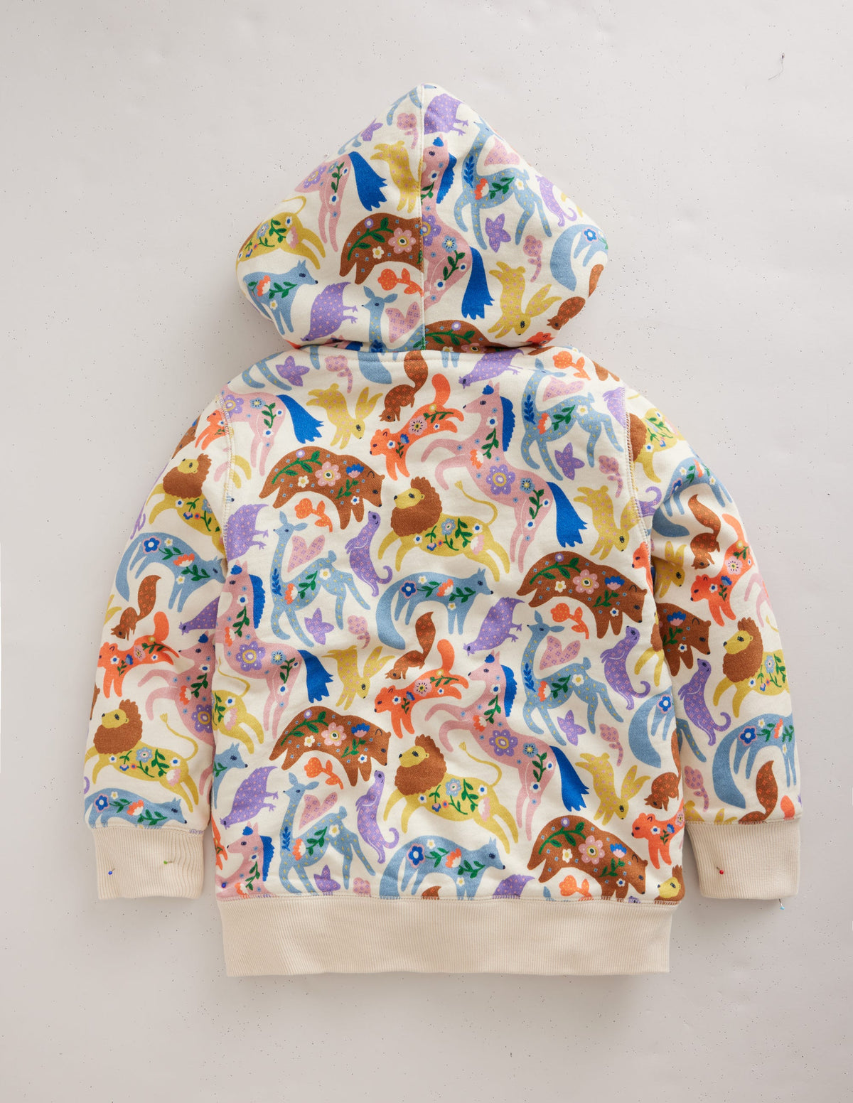 Pink Floral Borg Lined Hoodie-Pink Floral-2