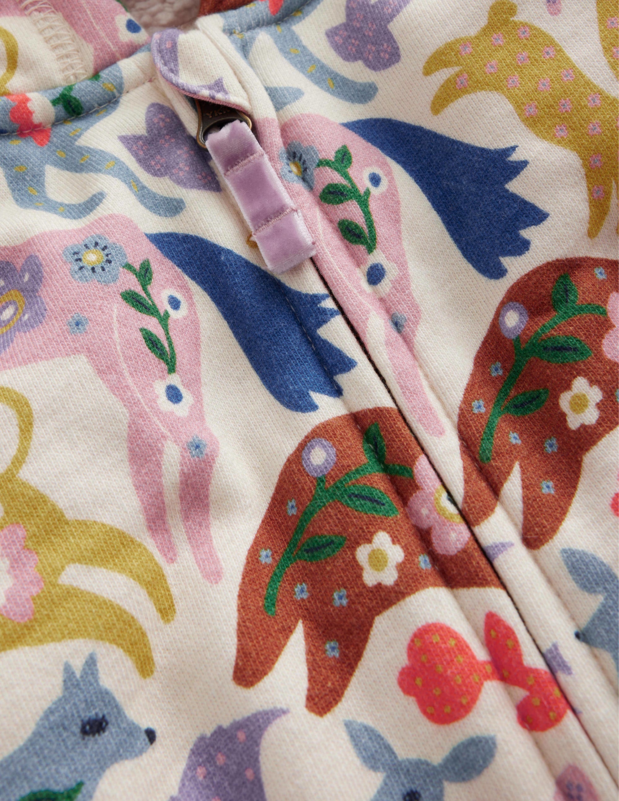 Pink Floral Borg Lined Hoodie-Pink Floral - Image 3