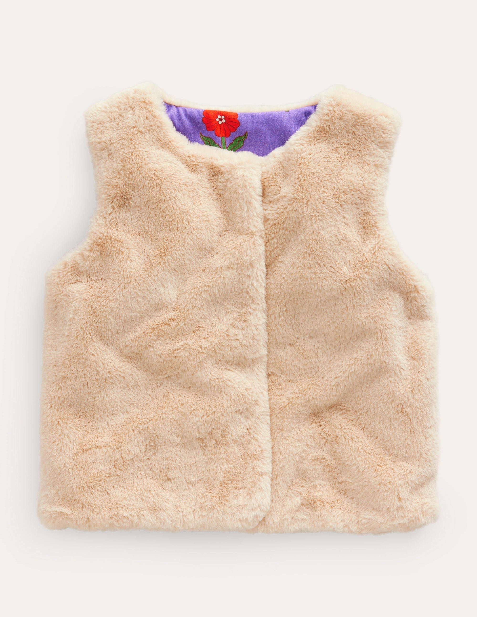 Faux Fur Vest-Cafe Au Lait - Image 1