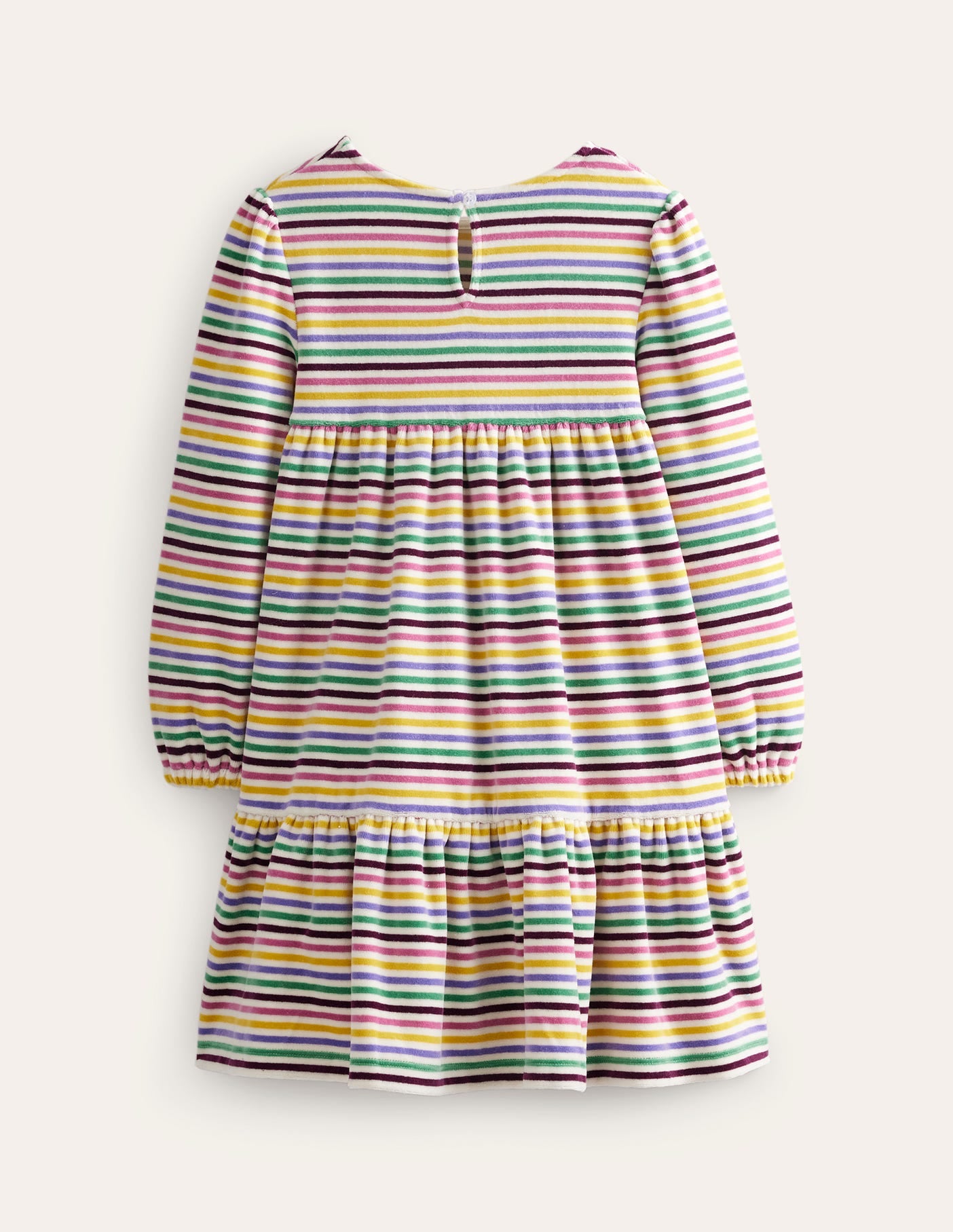 Tiered Velour Dress-Teacup Pink Rainbow-2