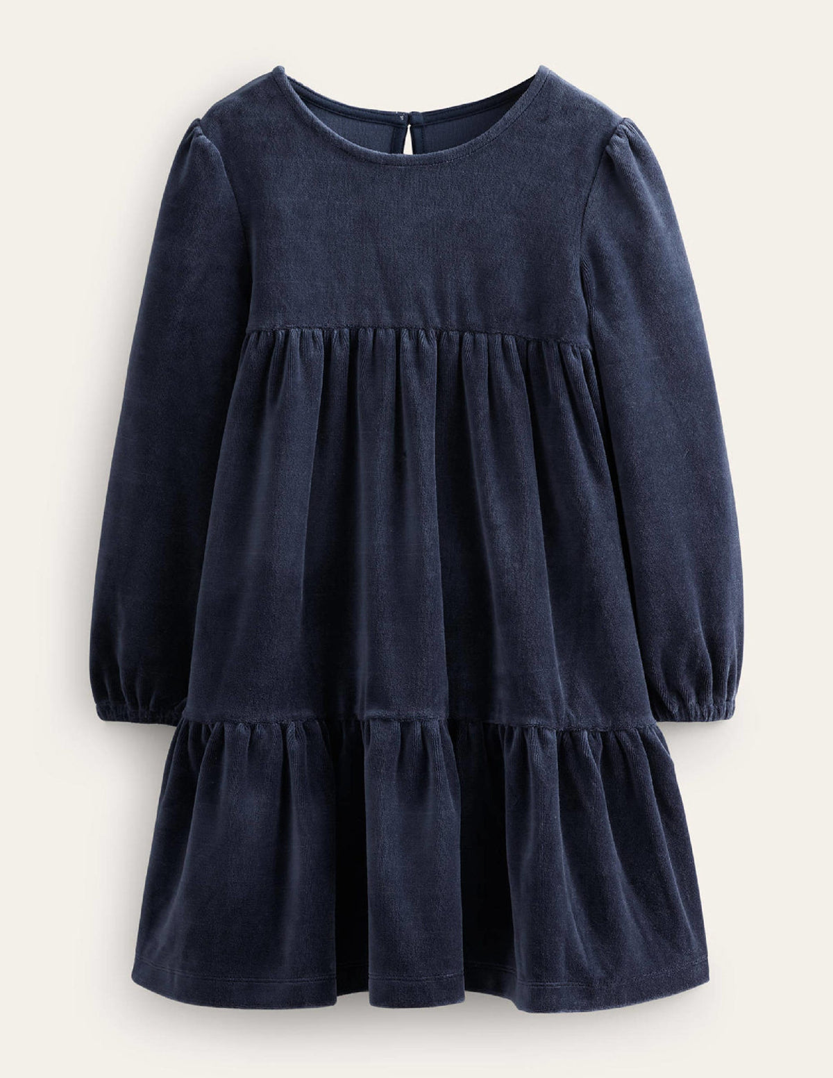 Tiered Velour Dress-College Navy - Image 1