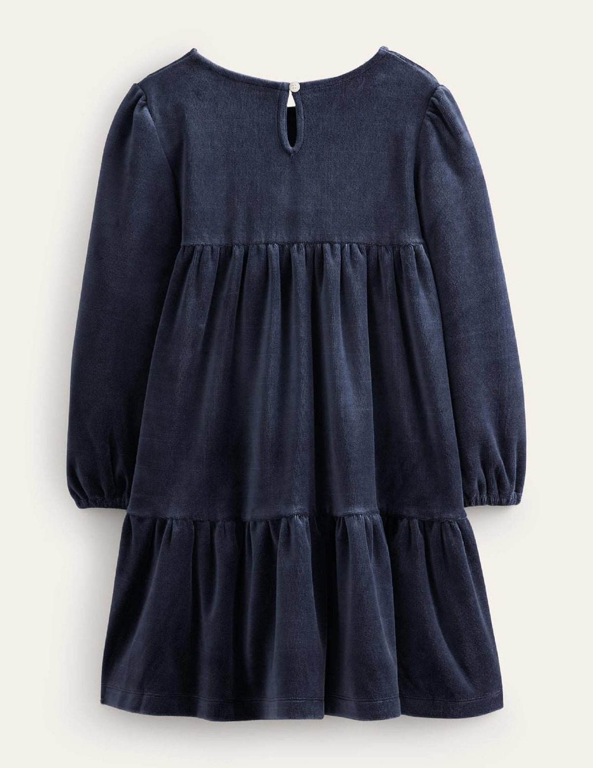 Tiered Velour Dress-College Navy-2