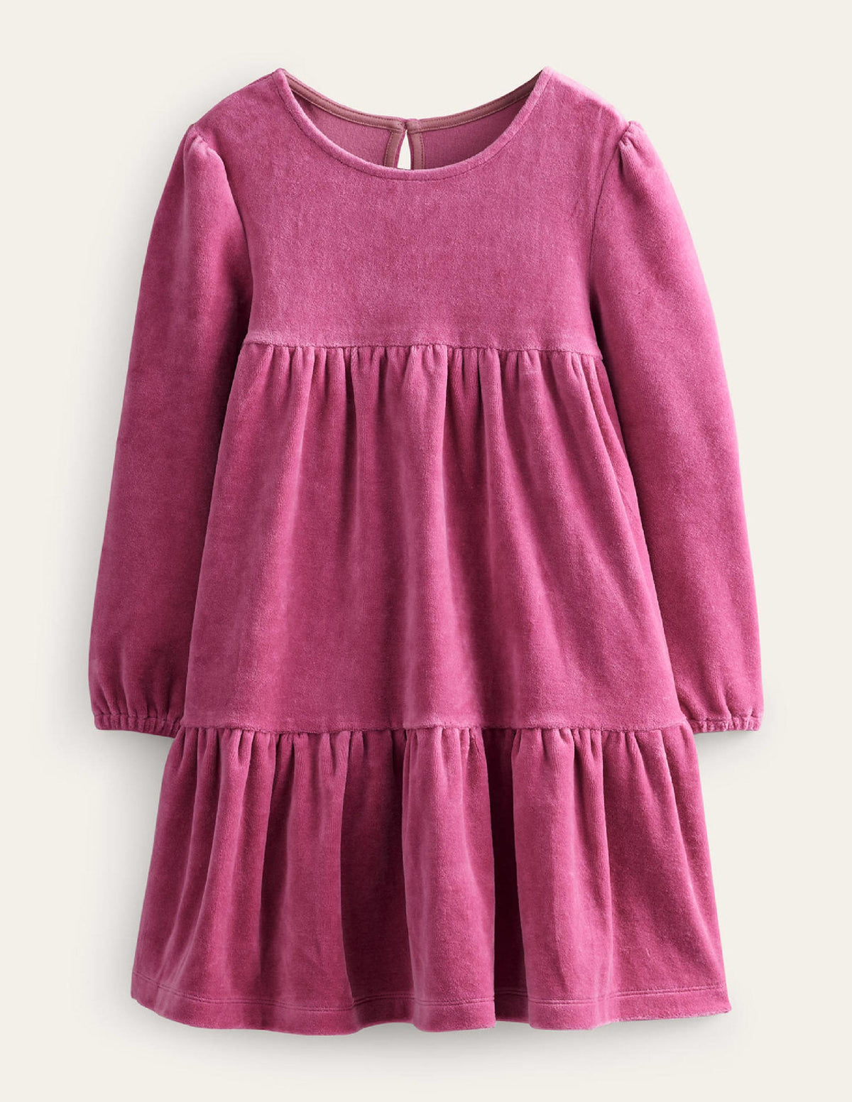 Tiered Velour Dress-Teacup Pink-1