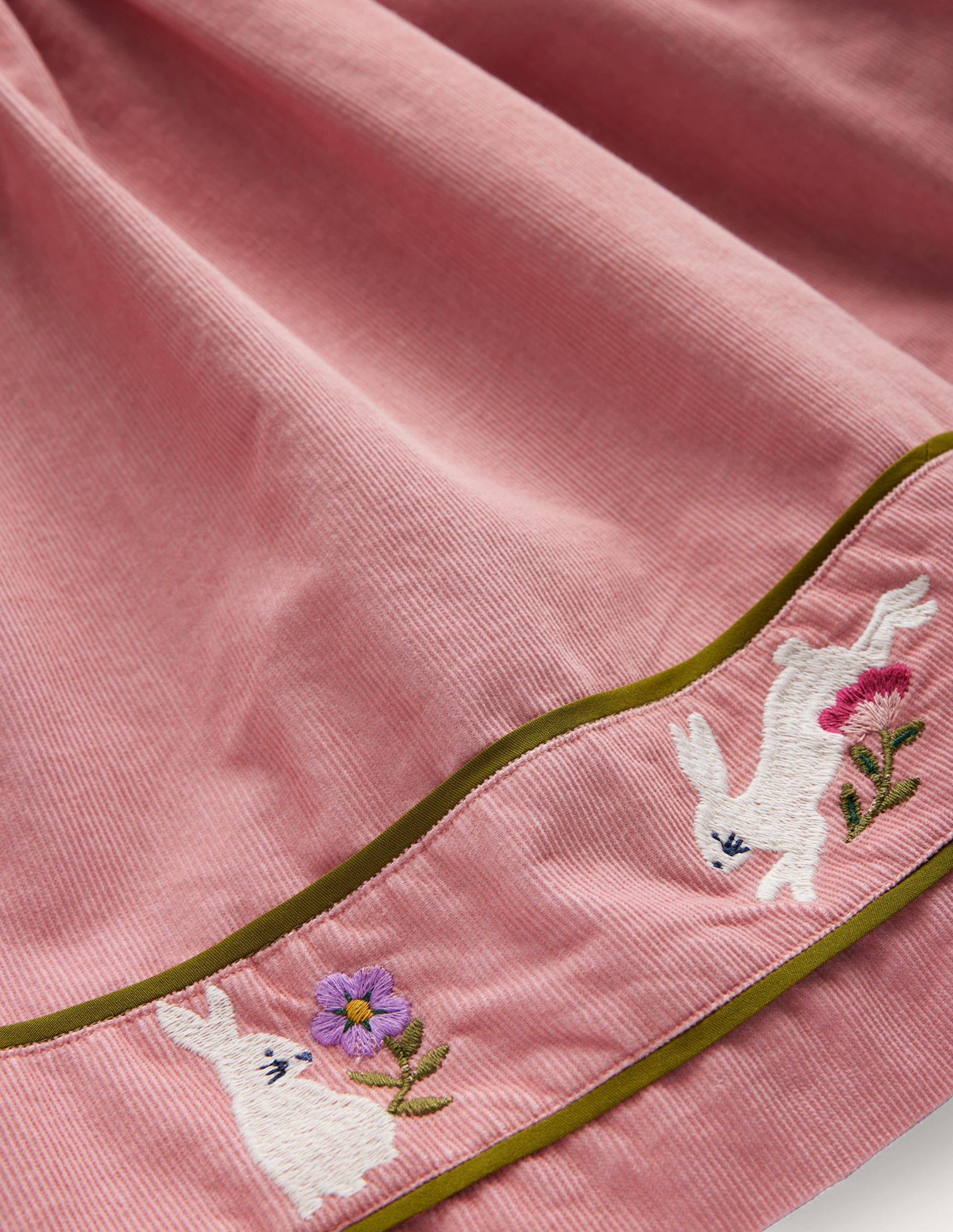 Cord Applique Pinafore-Almond Pink Bunnies - Image 3