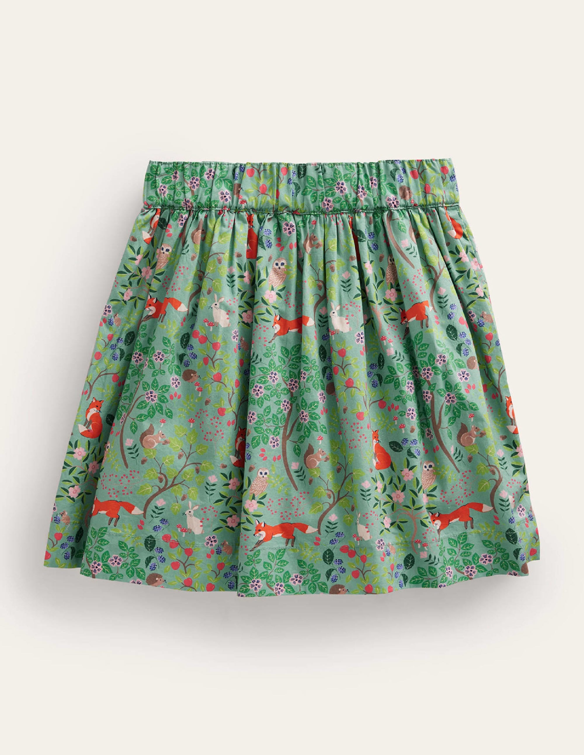 Pull On Twirly Skirt-Green Woodland Fox - Image 2