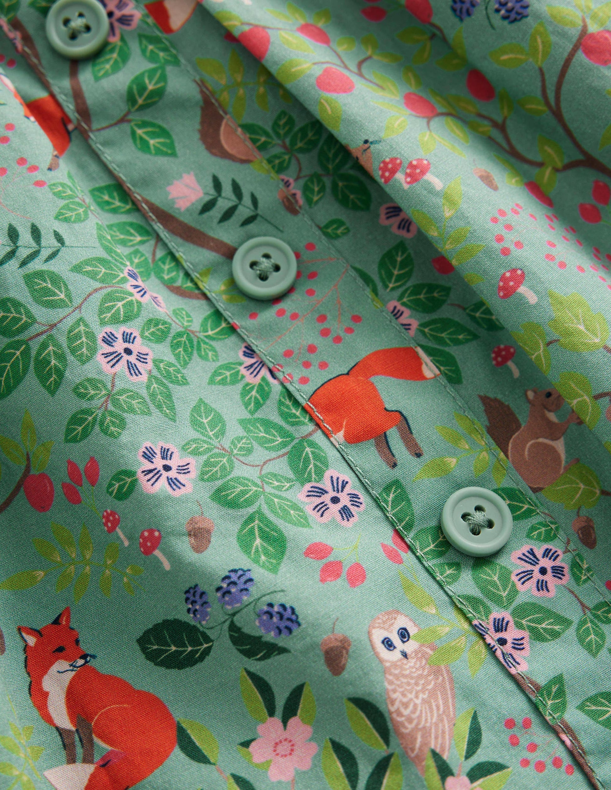 Pull On Twirly Skirt-Green Woodland Fox-3