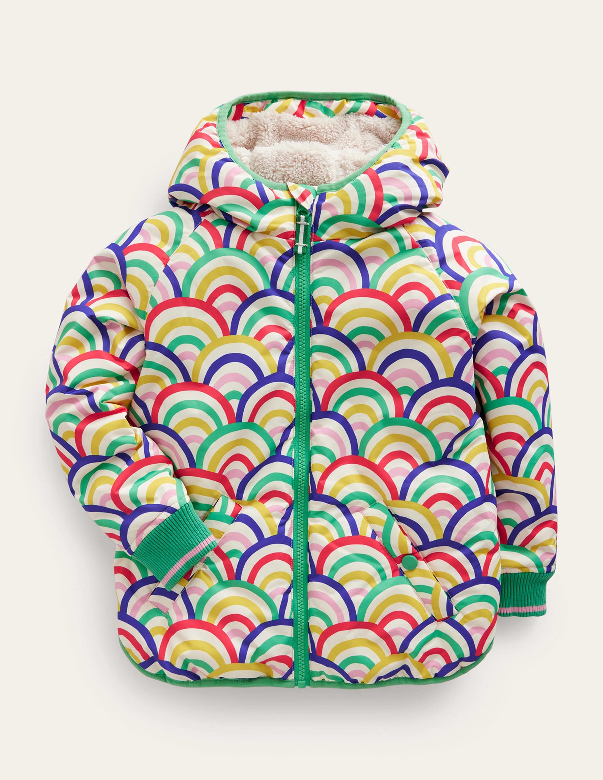 Printed Sherpa Lined Anorak-Multi Rainbow - Image 1
