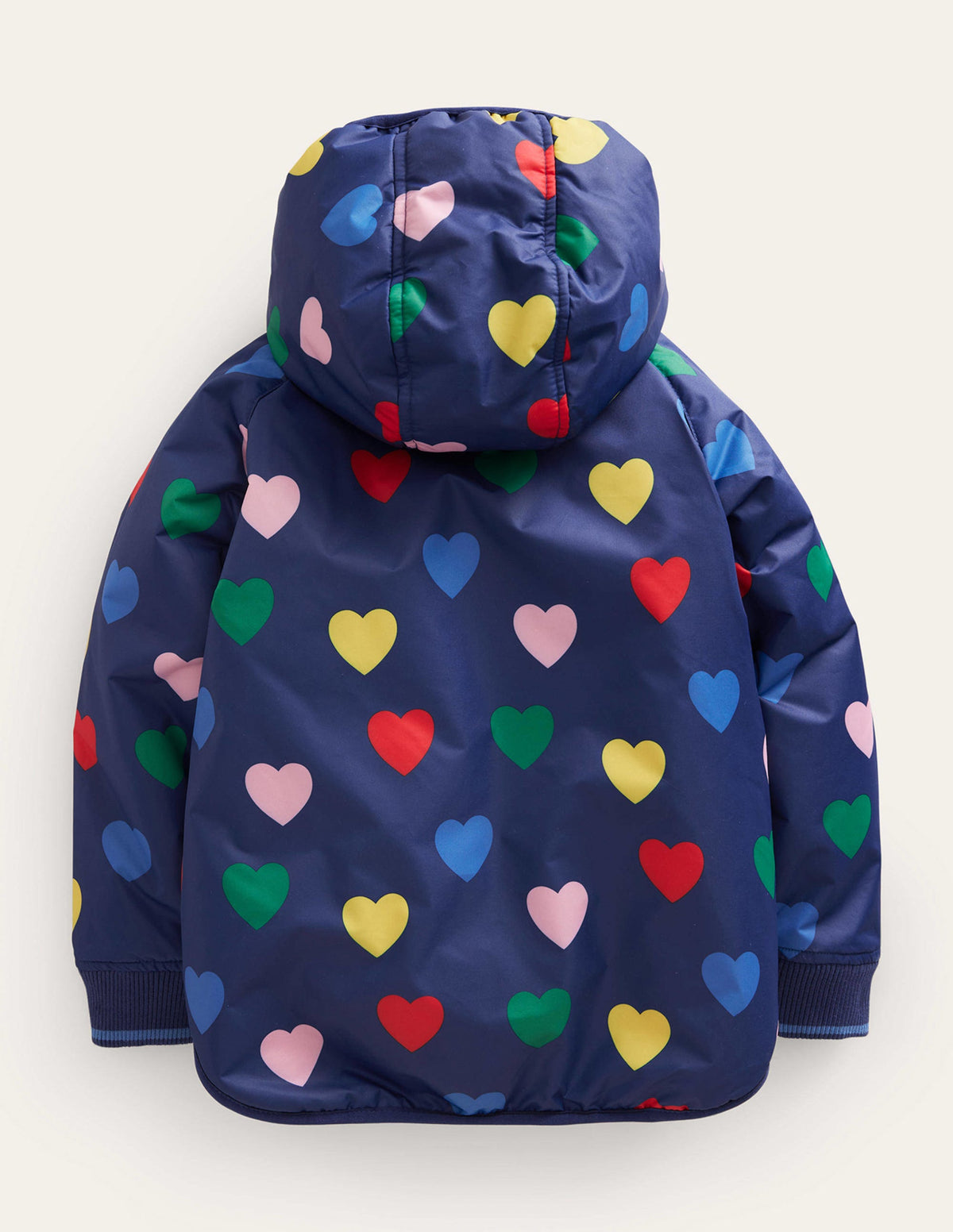 Printed Sherpa Lined Anorak-Navy Hearts - Image 2