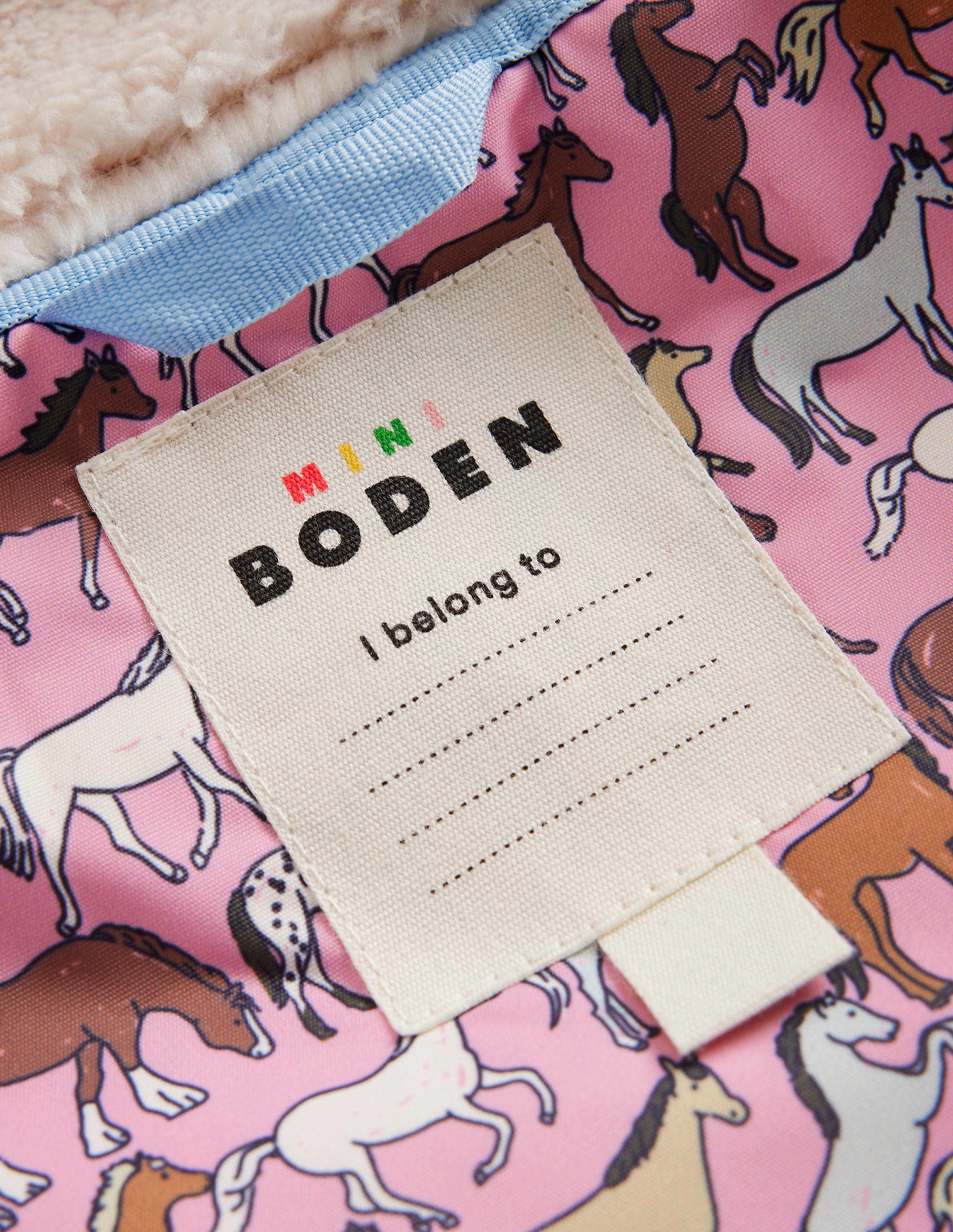 Printed Sherpa Lined Anorak-Pink horses - Image 4