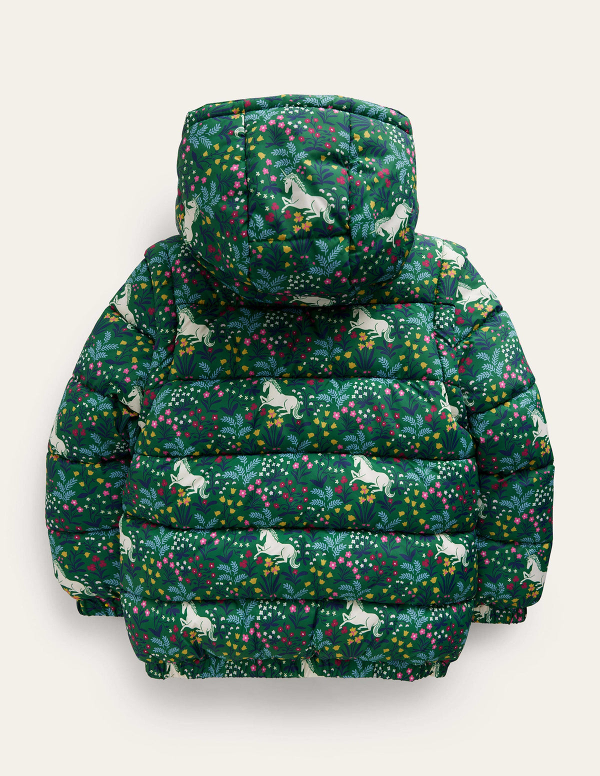 2-in-1 Padded Coat-Deep Green Unicorn Meadow - Image 2