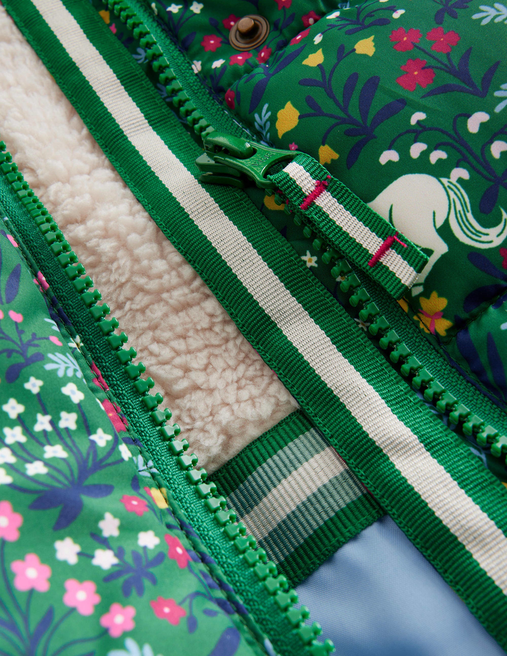 2-in-1 Padded Coat-Deep Green Unicorn Meadow - Image 3
