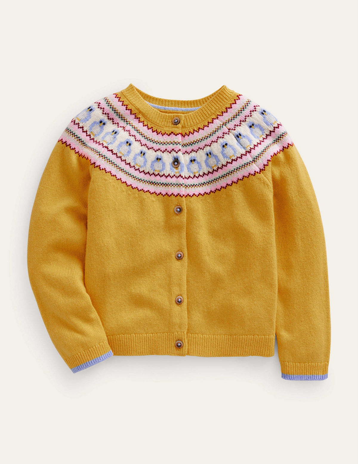 Fun Fair Isle Cardigan-Yellow Owls - Image 1