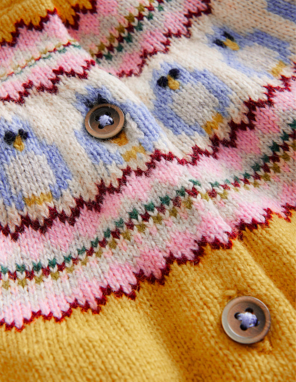 Fun Fair Isle Cardigan-Yellow Owls-3