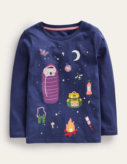 Metallic Logo T-shirt-College Navy Camping-1