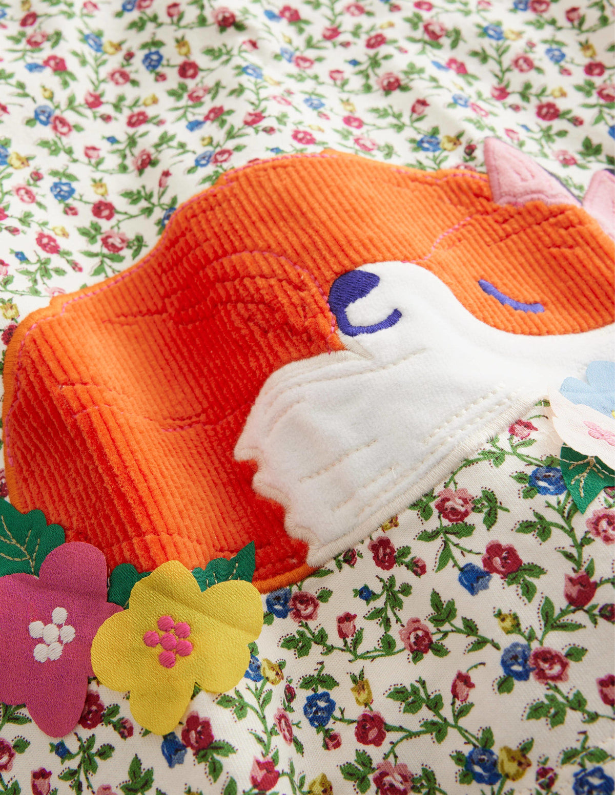 Puff Sleeve Appliqué T-shirt-Multi Floral Fox - Image 3