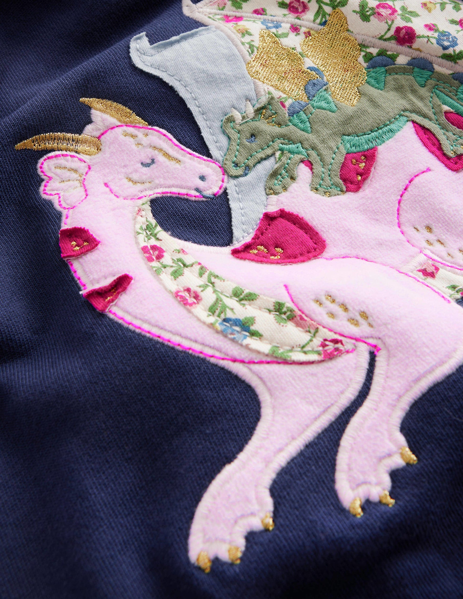 Logo Applique Sweatshirt-College Navy Dragon-3