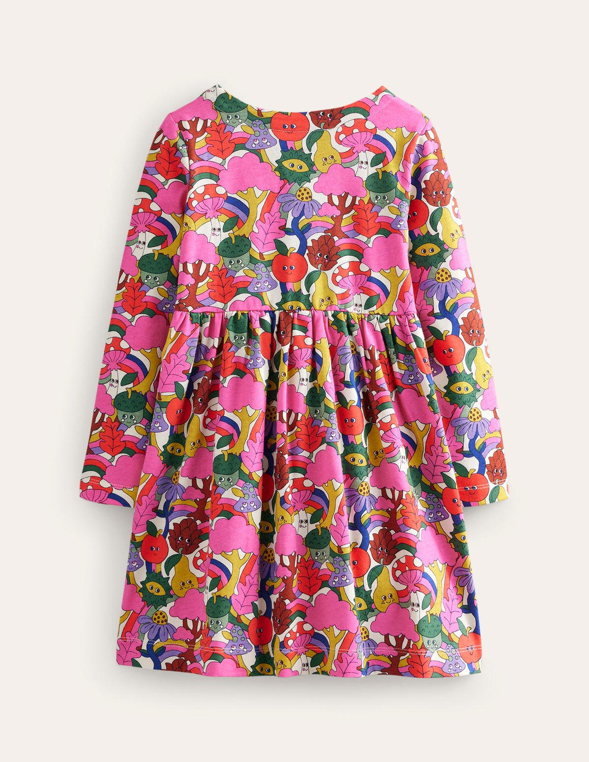 Long Sleeve Fun Jersey Dress-Blush Pink Bonkers Conkers - Image 2