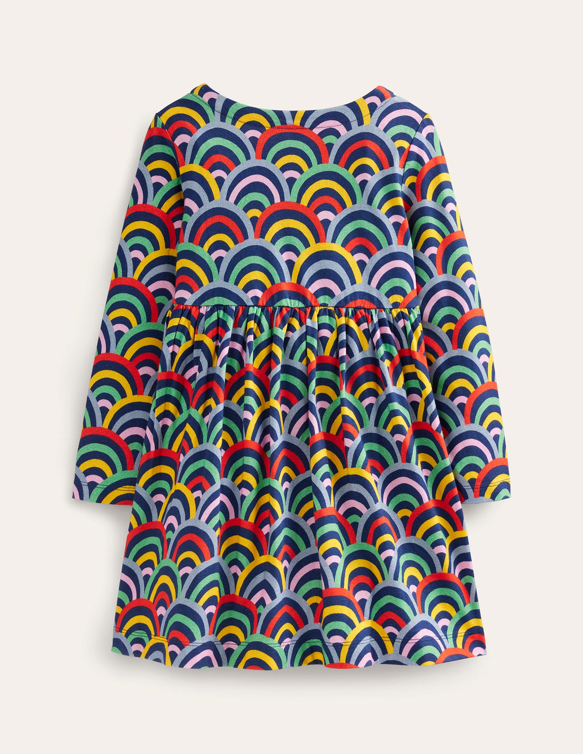 Long Sleeve Fun Jersey Dress-Medieval Blue Rainbow-2