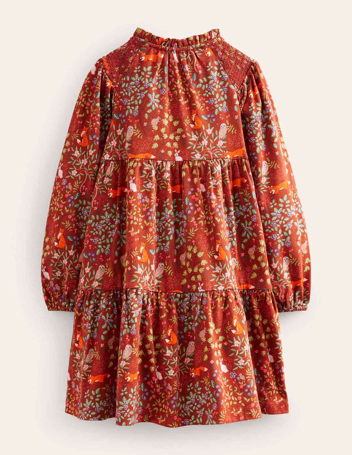 Tiered Jersey Dress-Roasted Chestnut Brown Fox-2