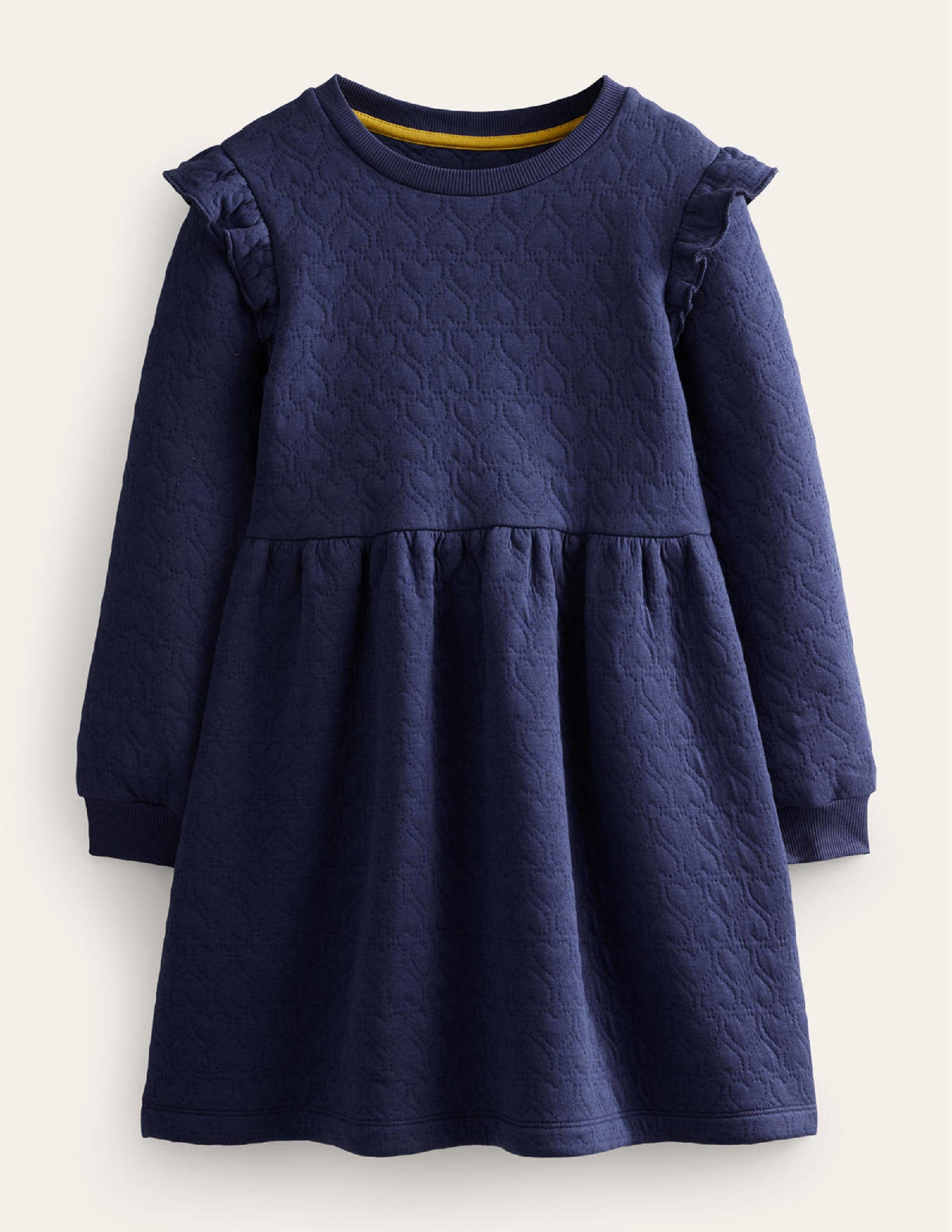 Heart Jacquard Sweat Dress-College Navy-1