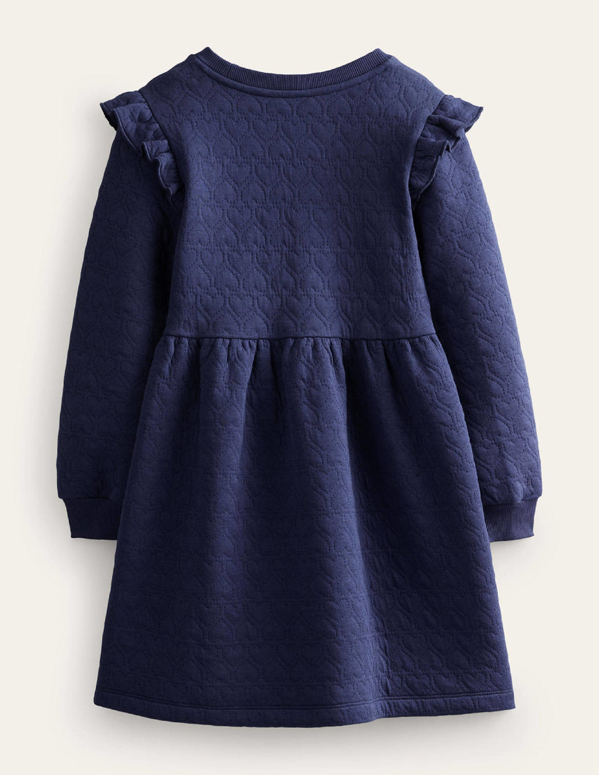 Heart Jacquard Sweat Dress-College Navy-2