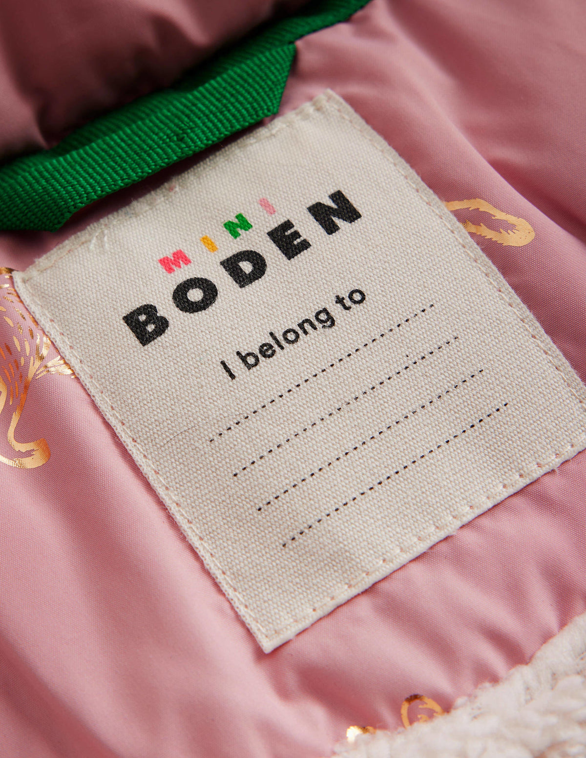 Longline Padded Coat-Almond Pink Foil Bunnies-4